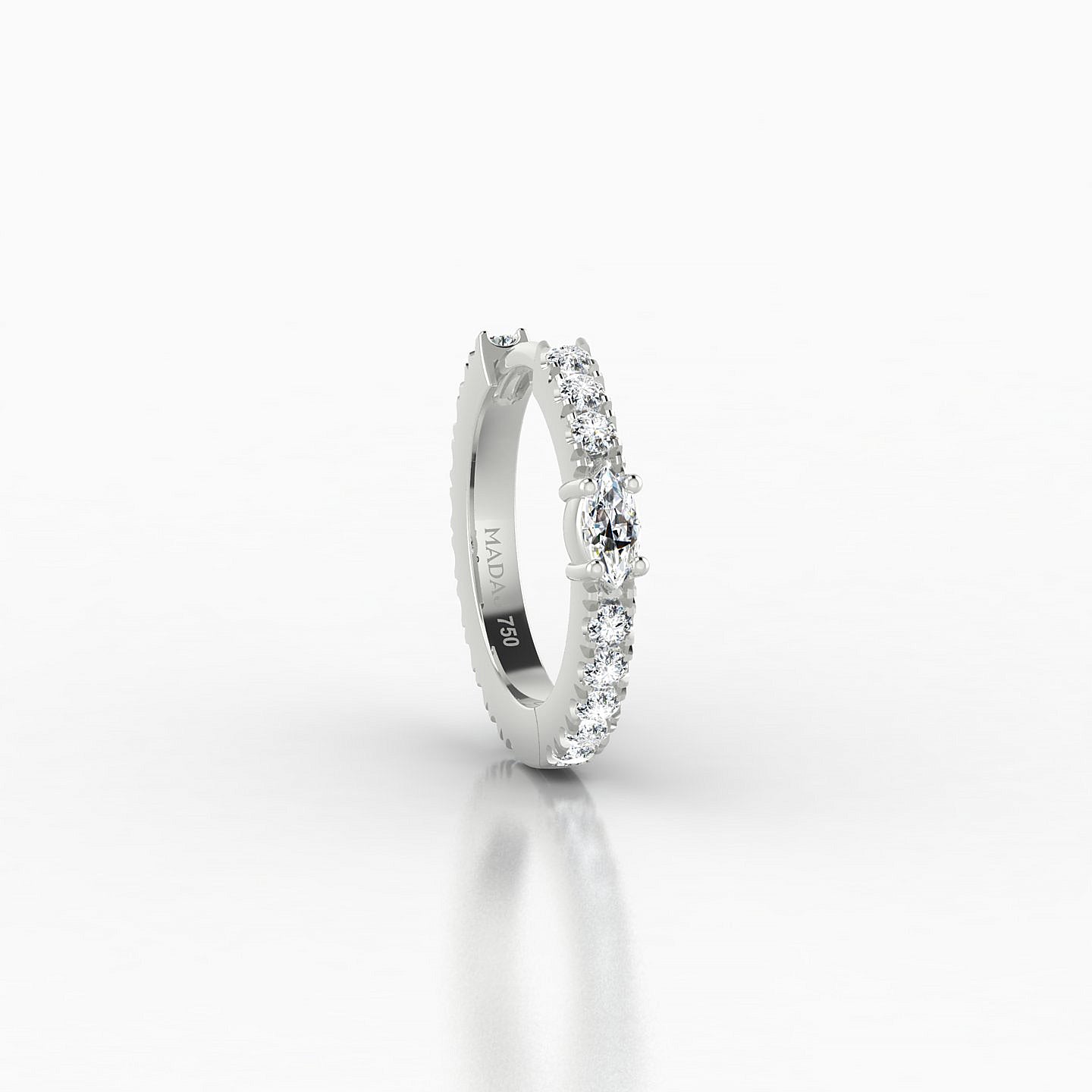 Inanna | 18k White Gold 8 mm Marquise Diamond Hoop Piercing