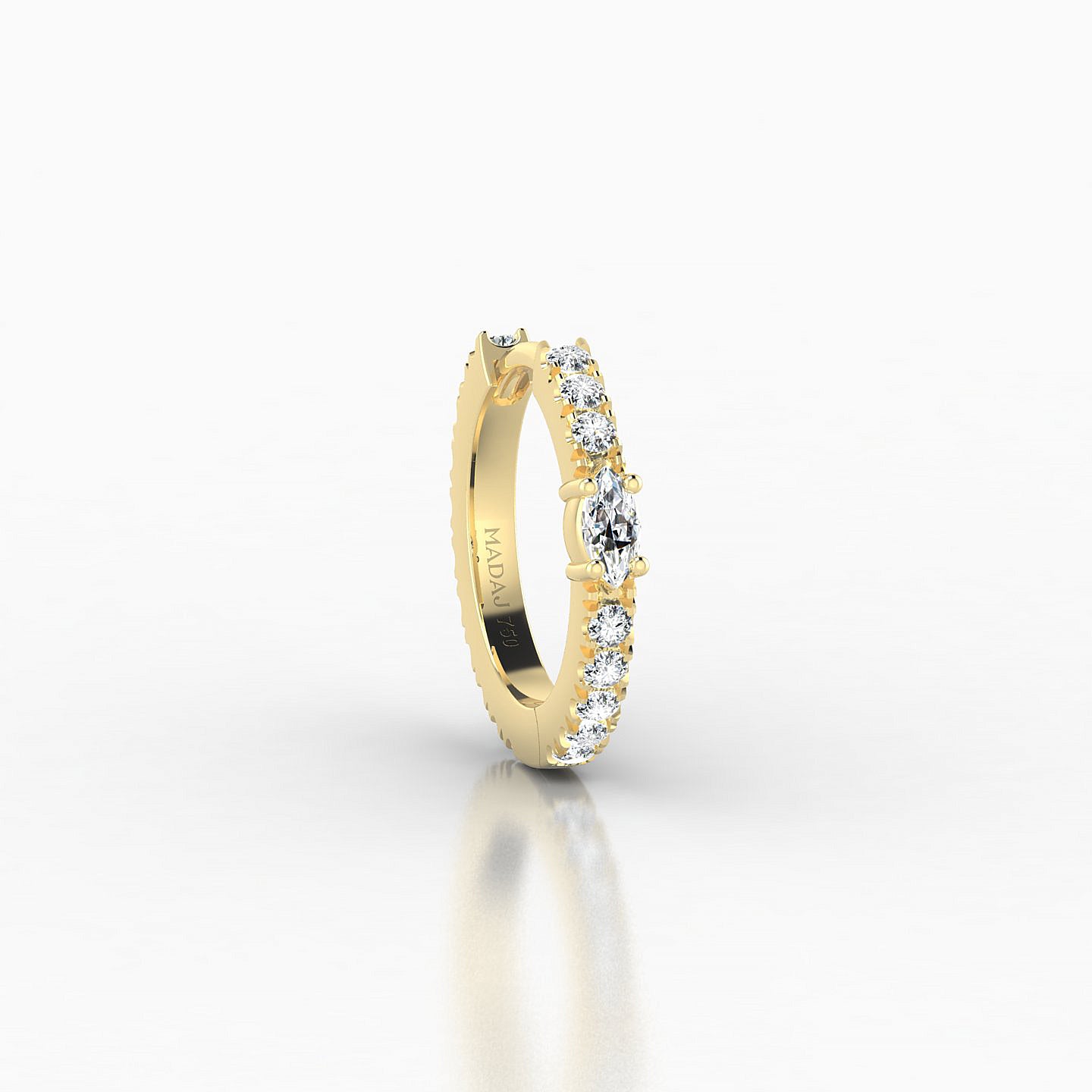 Inanna | 18k Yellow Gold 8 mm Marquise Diamond Hoop Piercing