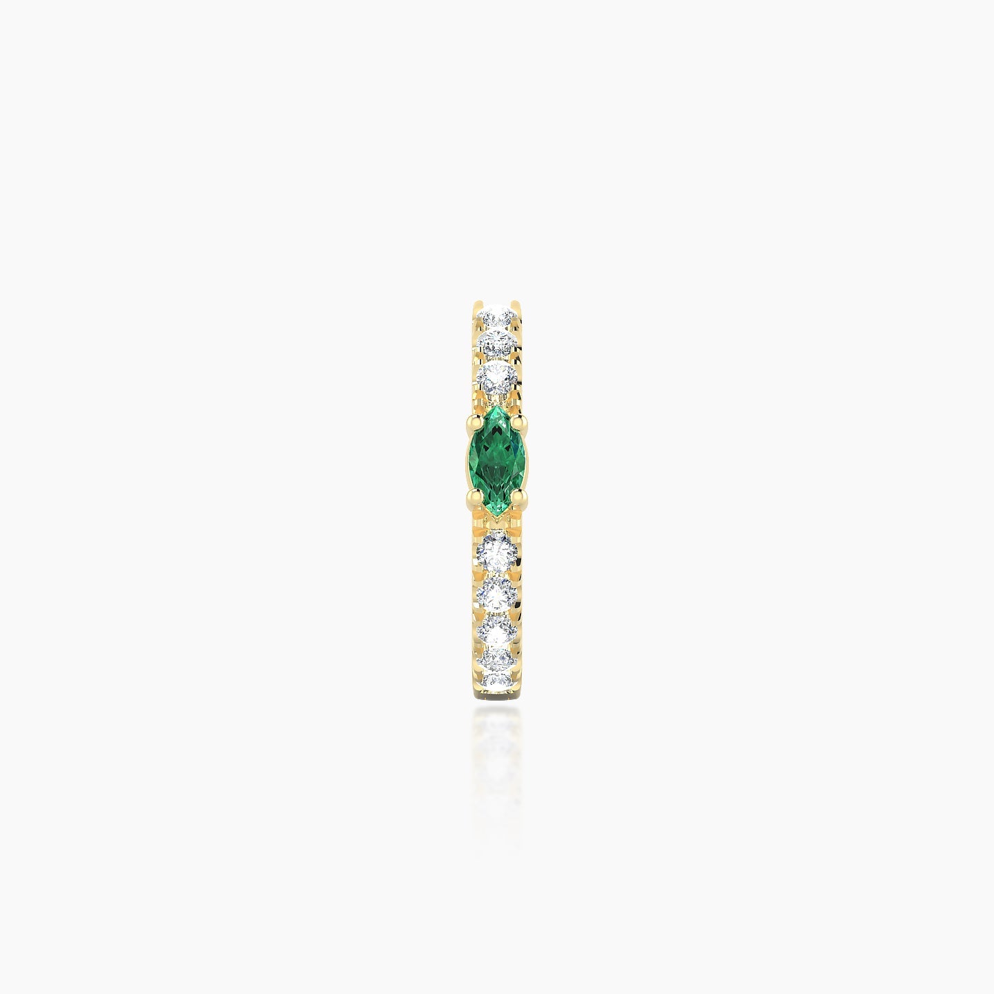 Inanna | 18k Yellow Gold 8 mm Marquise Emerald & Diamond Hoop Piercing