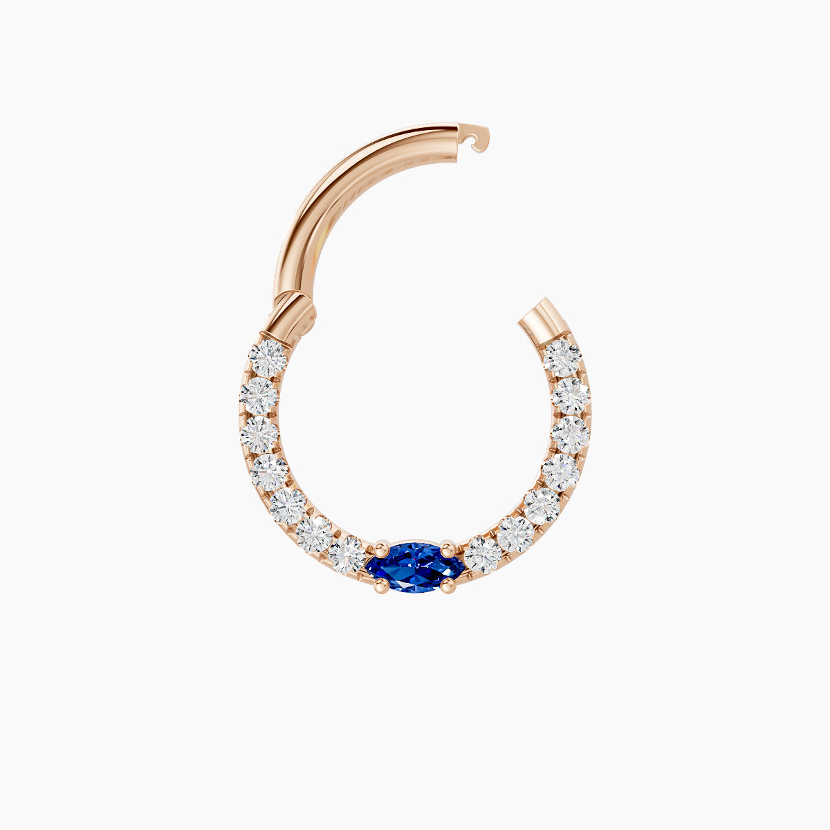 Inanna | 18k Rose Gold 8 mm Marquise Sapphire & Diamond Septum Piercing