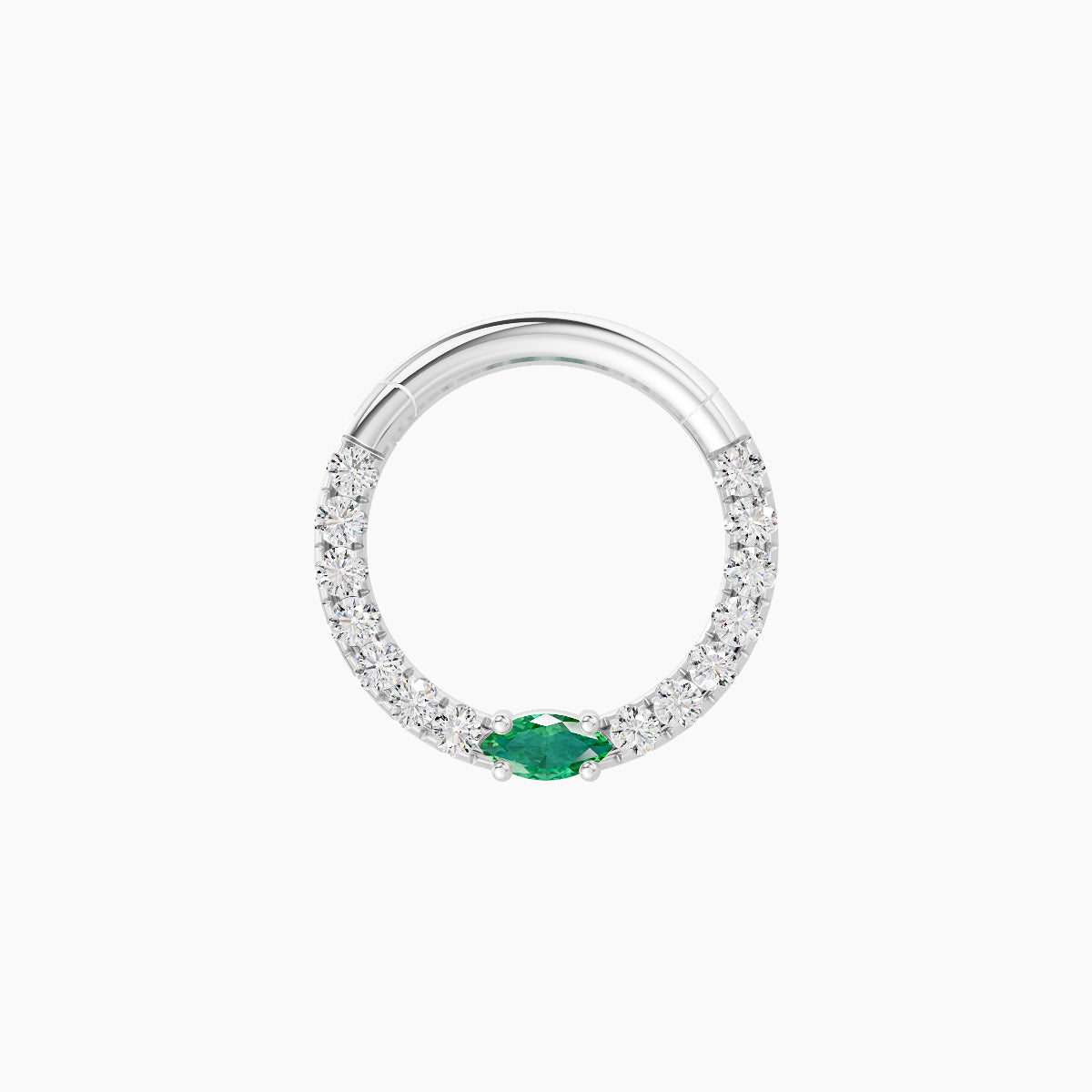 Inanna | 18k White Gold 8 mm Marquise Emerald & Diamond Septum Piercing