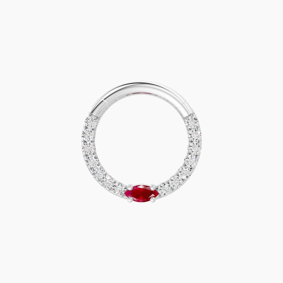 Inanna | 18k White Gold 8 mm Marquise Ruby & Diamond Septum Piercing