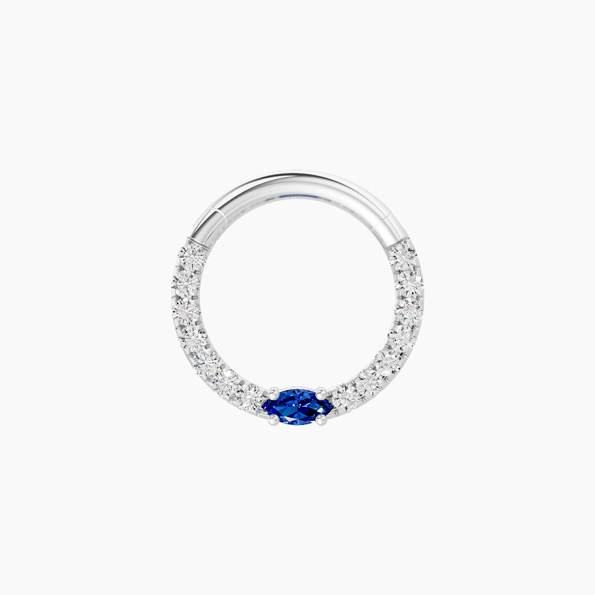 Inanna | 18k White Gold 8 mm Marquise Sapphire & Diamond Septum Piercing