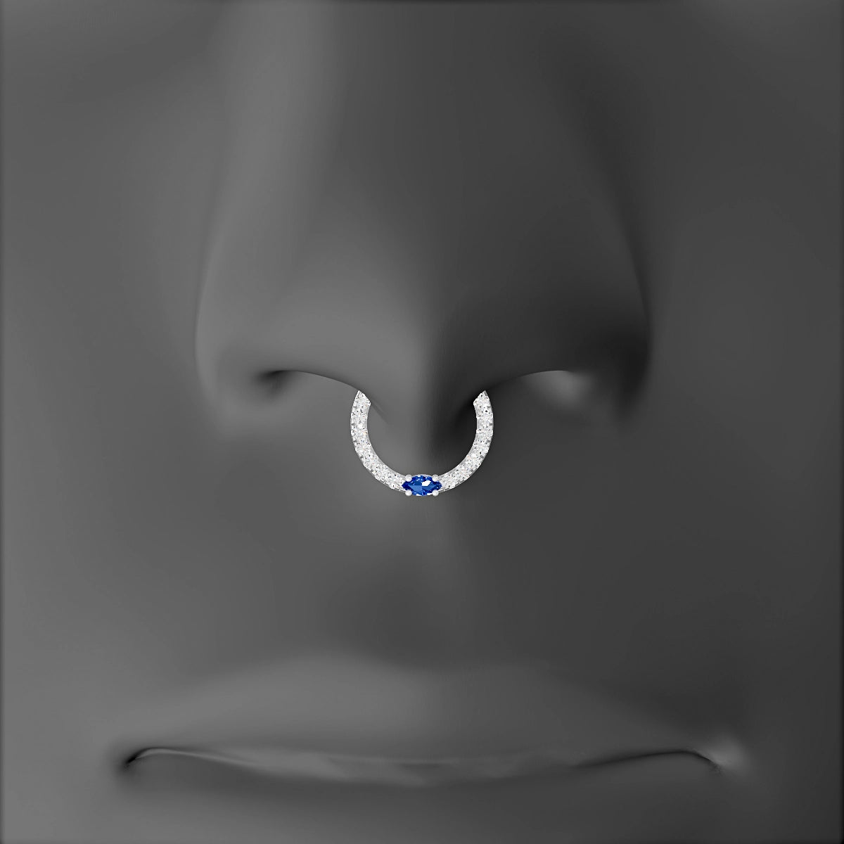 Inanna | 18k White Gold 8 mm Marquise Sapphire & Diamond Septum Piercing