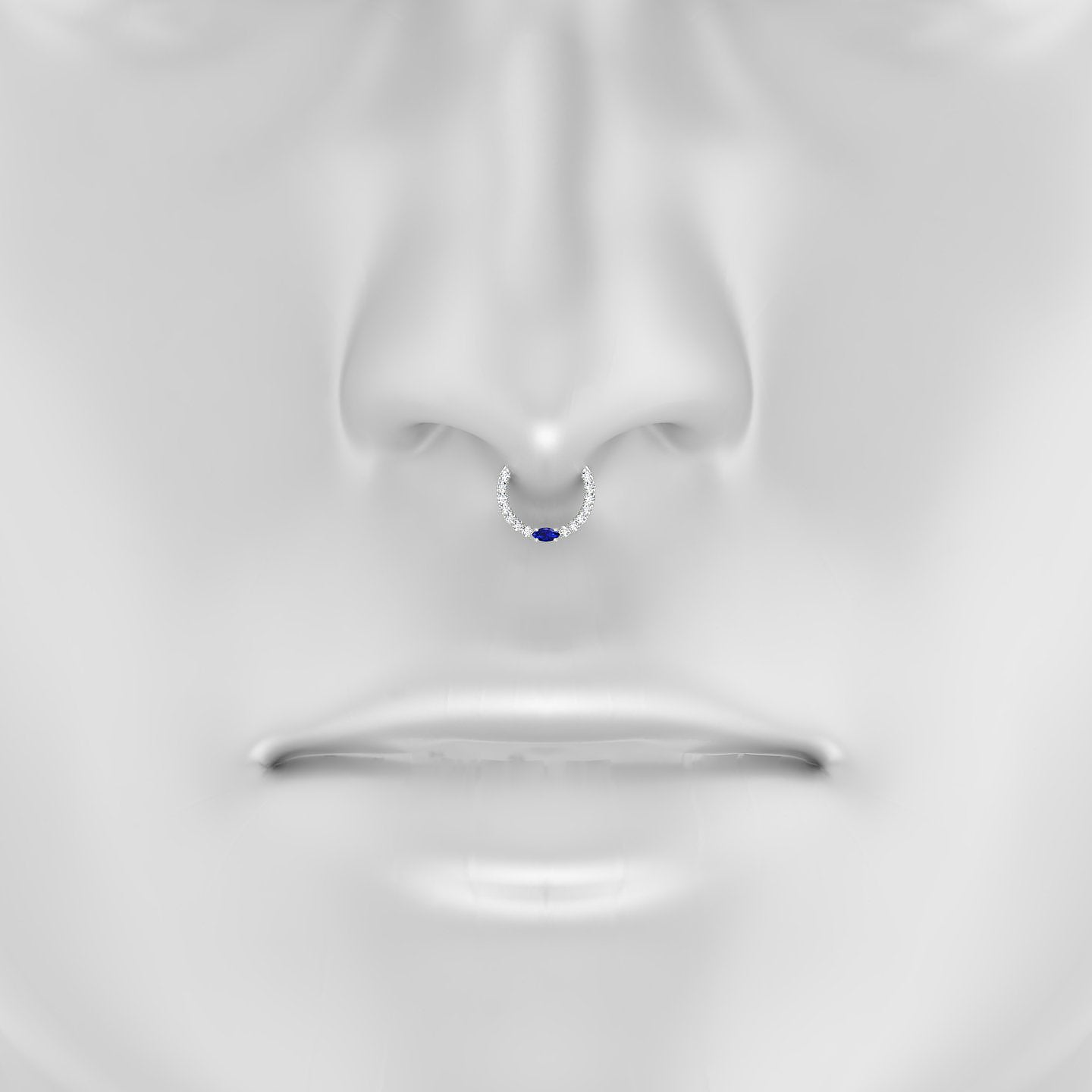 Inanna | 18k White Gold 8 mm Marquise Sapphire & Diamond Septum Piercing