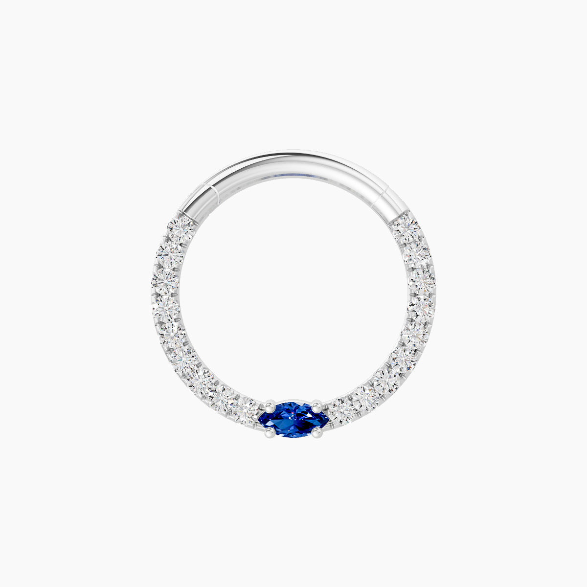 Inanna | 18k White Gold 9.5 mm Marquise Sapphire & Diamond Daith Piercing