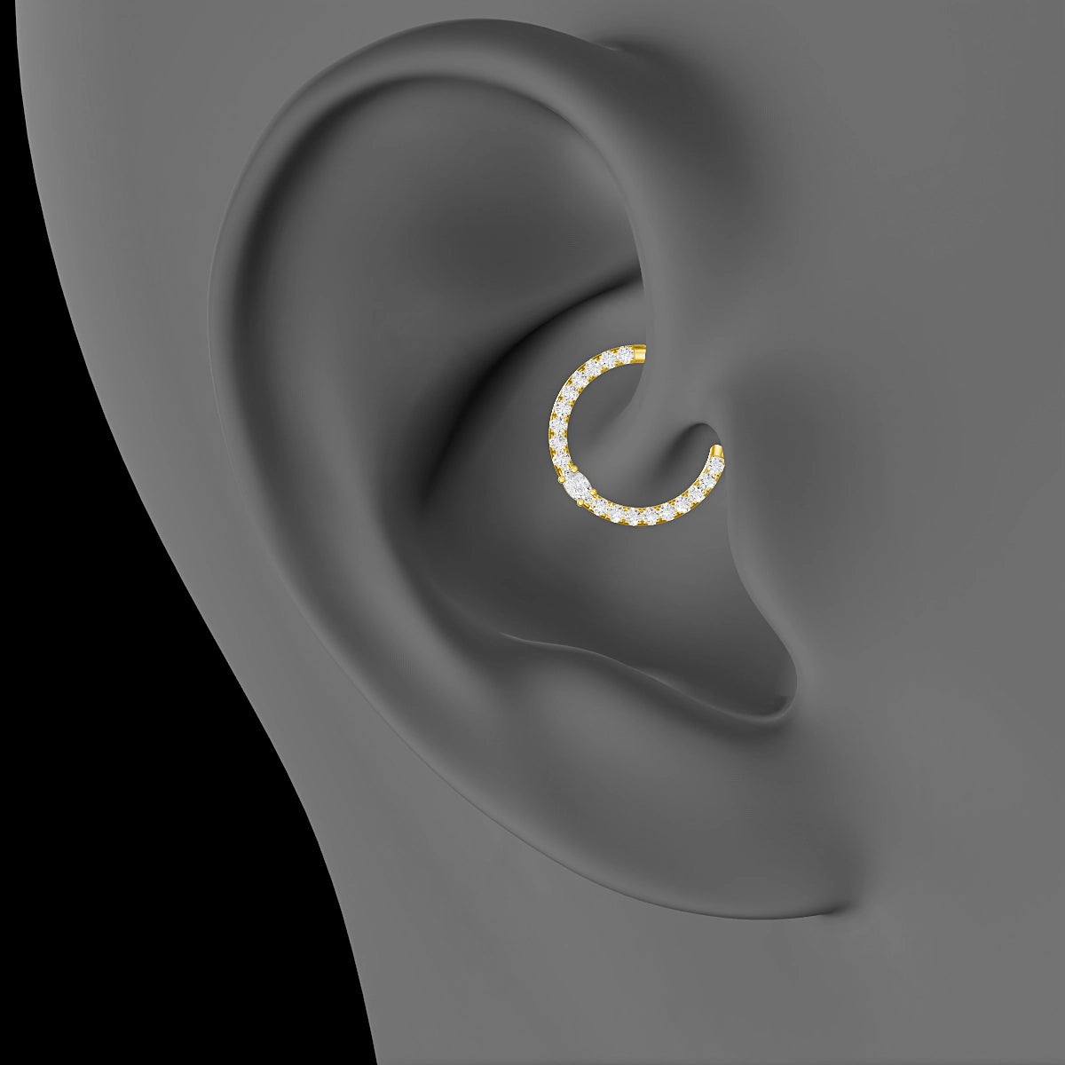 Inanna | 18k Yellow Gold 9.5 mm Marquise Diamond Daith Piercing