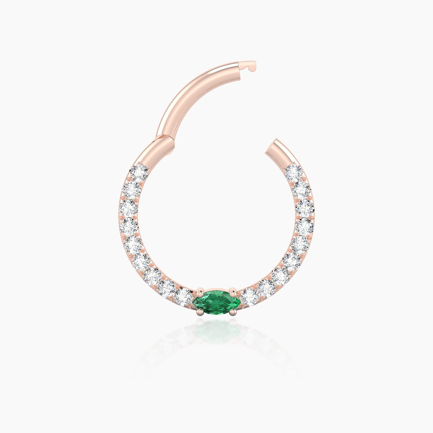 Inanna | 18k Rose Gold 9.5 mm Marquise Emerald & Diamond Daith Piercing