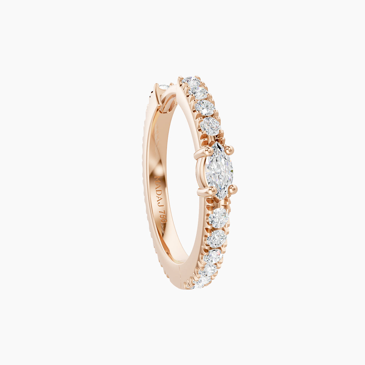 Inanna | 18k Rose Gold 9.5 mm Marquise Diamond Hoop Piercing