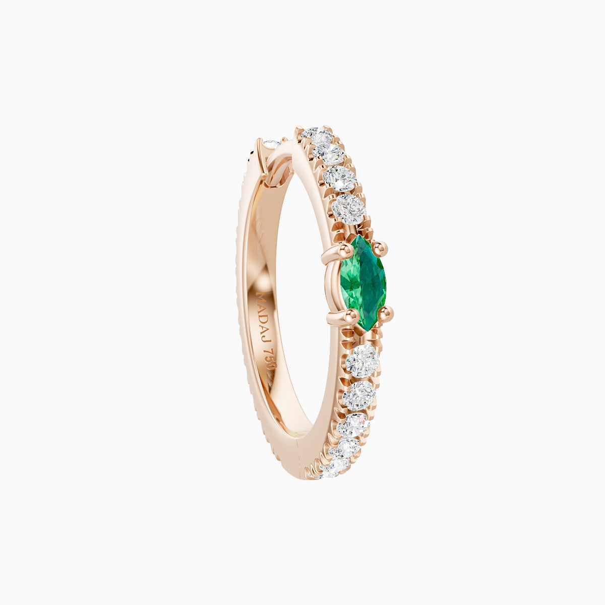 Inanna | 18k Rose Gold 9.5 mm Marquise Emerald & Diamond Hoop Piercing