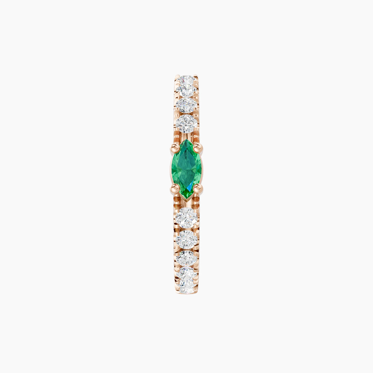 Inanna | 18k Rose Gold 9.5 mm Marquise Emerald & Diamond Hoop Piercing