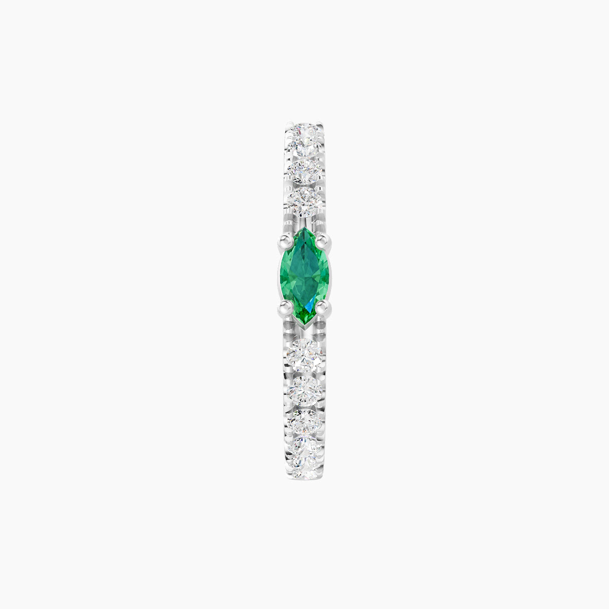 Inanna | 18k White Gold 9.5 mm Marquise Emerald & Diamond Hoop Piercing