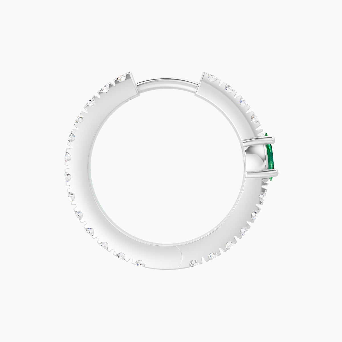 Inanna | 18k White Gold 9.5 mm Marquise Emerald & Diamond Hoop Piercing