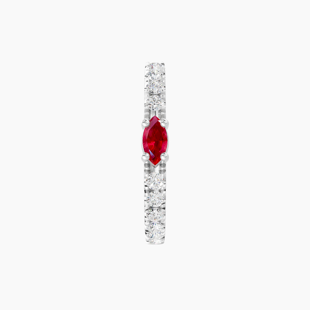 Inanna | 18k White Gold 9.5 mm Marquise Ruby & Diamond Hoop Piercing