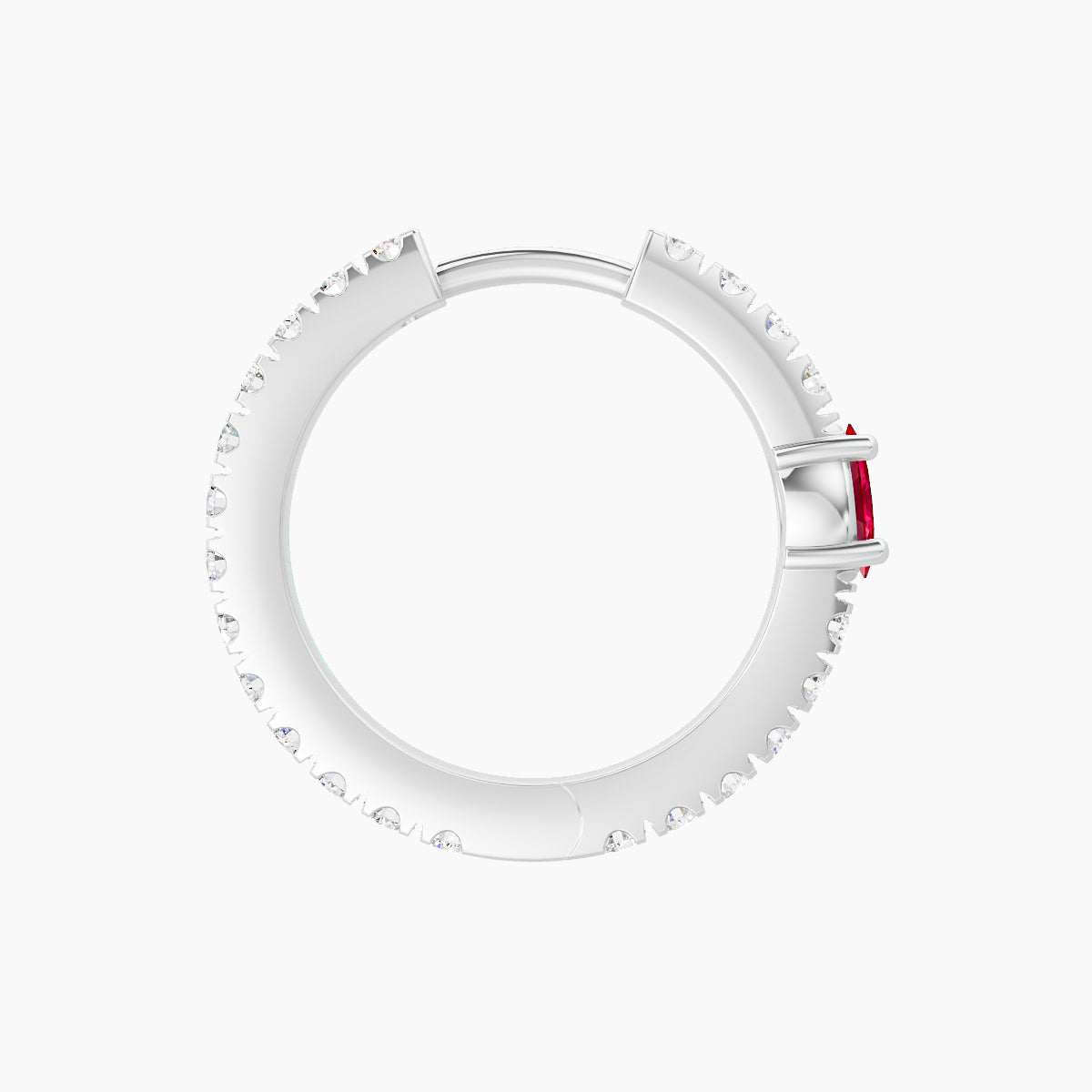 Inanna | 18k White Gold 9.5 mm Marquise Ruby & Diamond Hoop Piercing