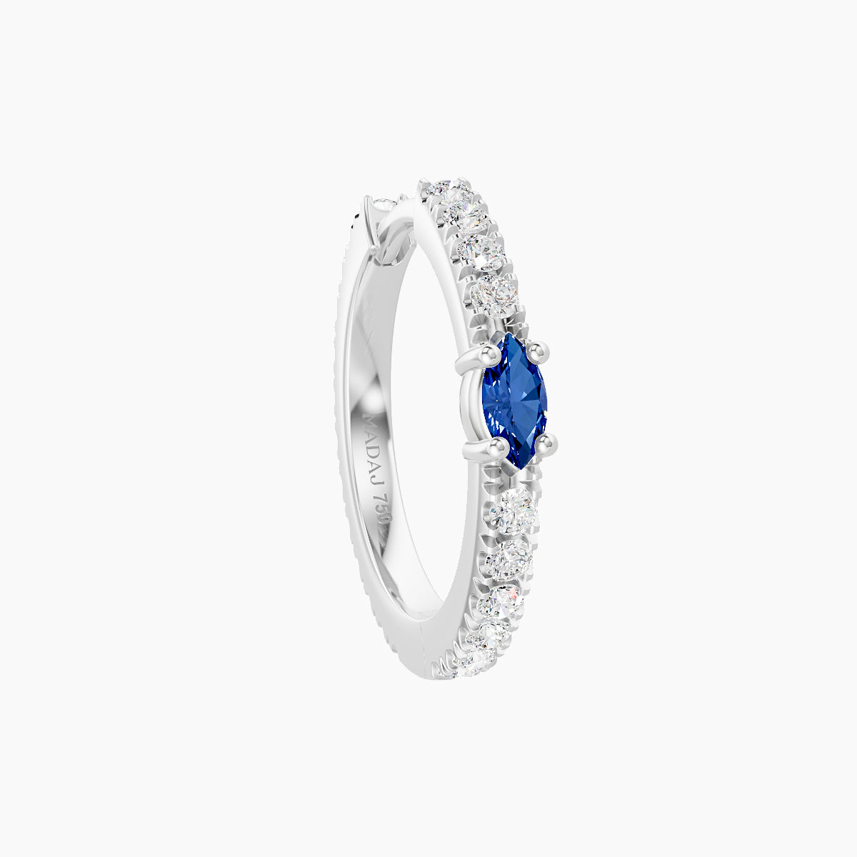Inanna | 18k White Gold 9.5 mm Marquise Sapphire & Diamond Hoop Piercing