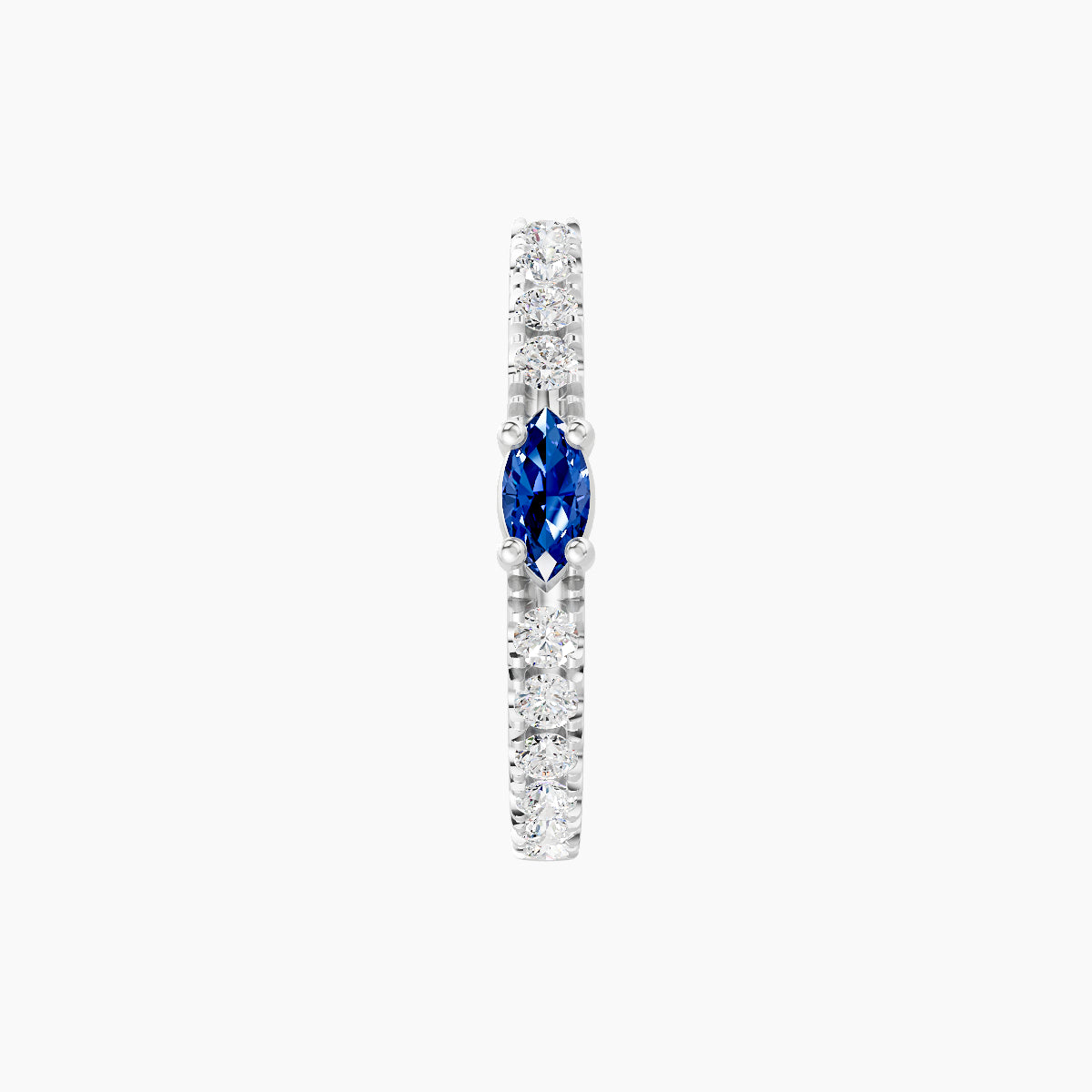 Inanna | 18k White Gold 9.5 mm Marquise Sapphire & Diamond Hoop Piercing