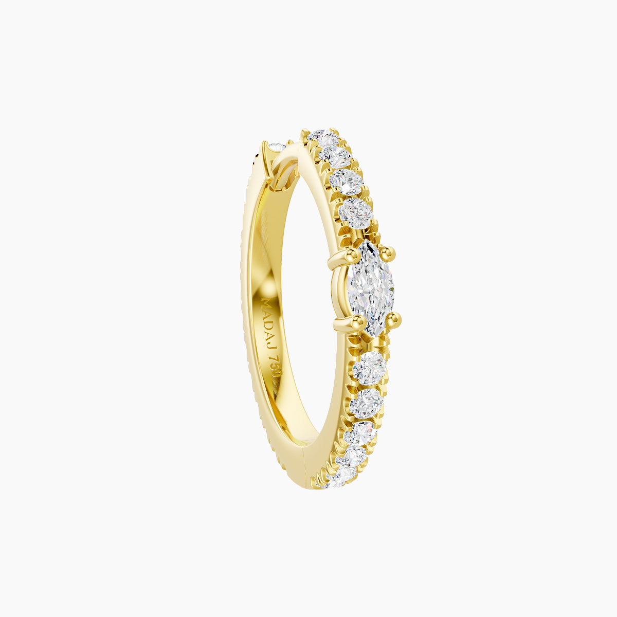 Inanna | 18k Yellow Gold 9.5 mm Marquise Diamond Hoop Piercing