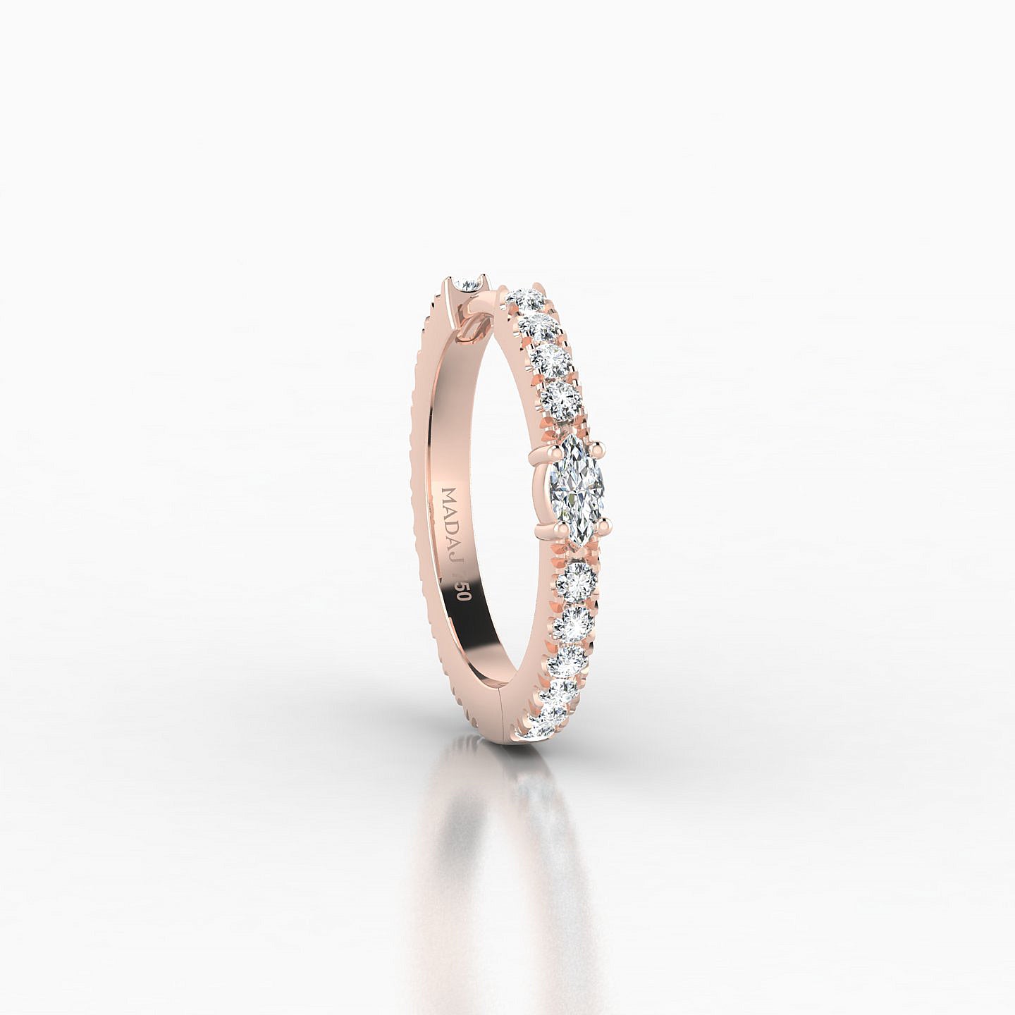 Inanna | 18k Rose Gold 9.5 mm Marquise Diamond Hoop Piercing