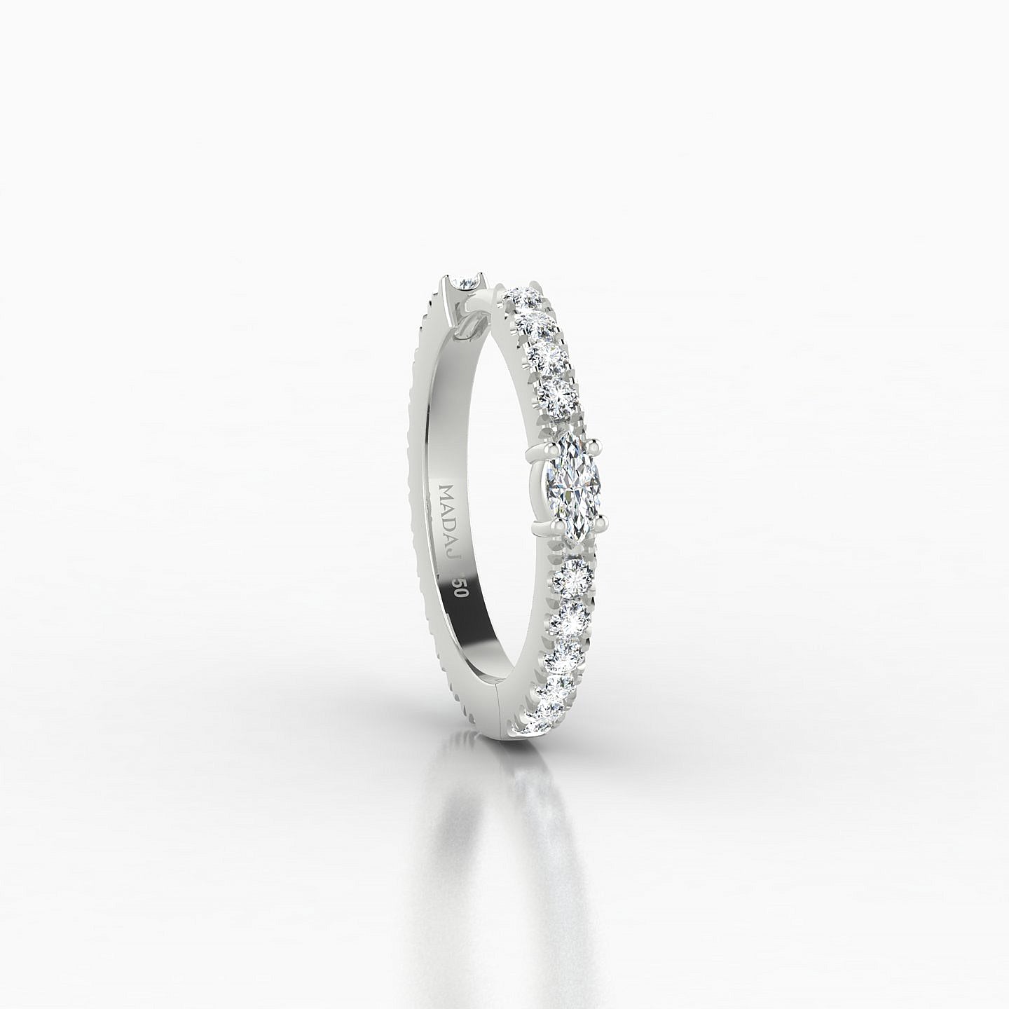 Inanna | 18k White Gold 9.5 mm Marquise Diamond Hoop Piercing