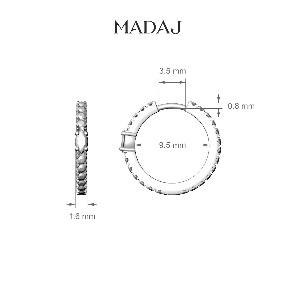 Inanna | 18k Rose Gold 9.5 mm Marquise Emerald & Diamond Hoop Piercing