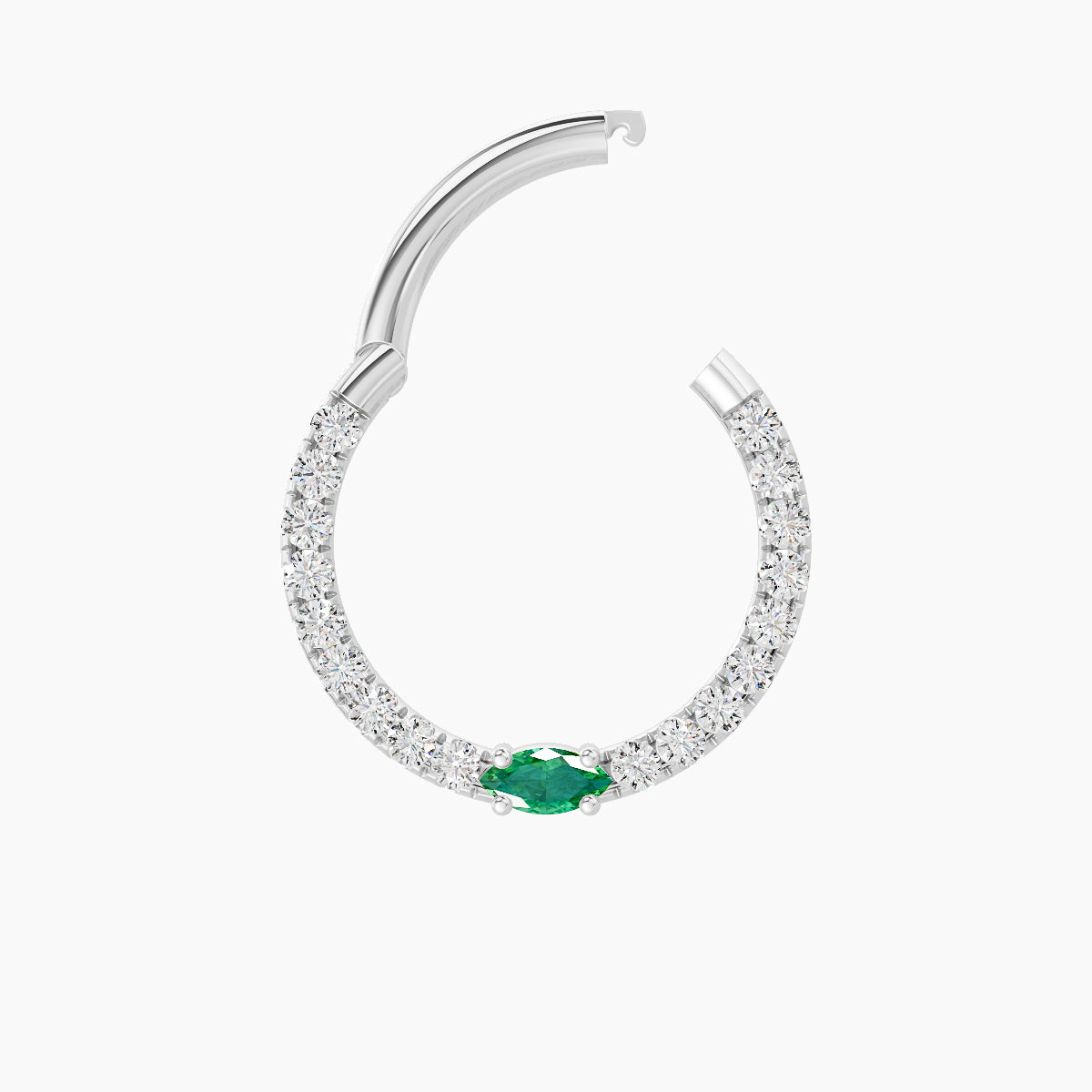Inanna | 18k White Gold 9.5 mm Marquise Emerald & Diamond Septum Piercing