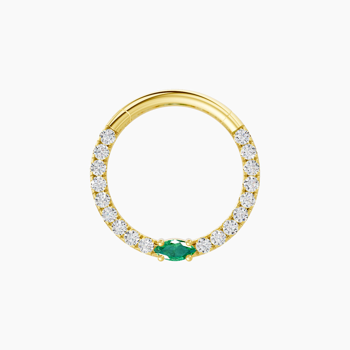 Inanna | 18k Yellow Gold 9.5 mm Marquise Emerald & Diamond Septum Piercing