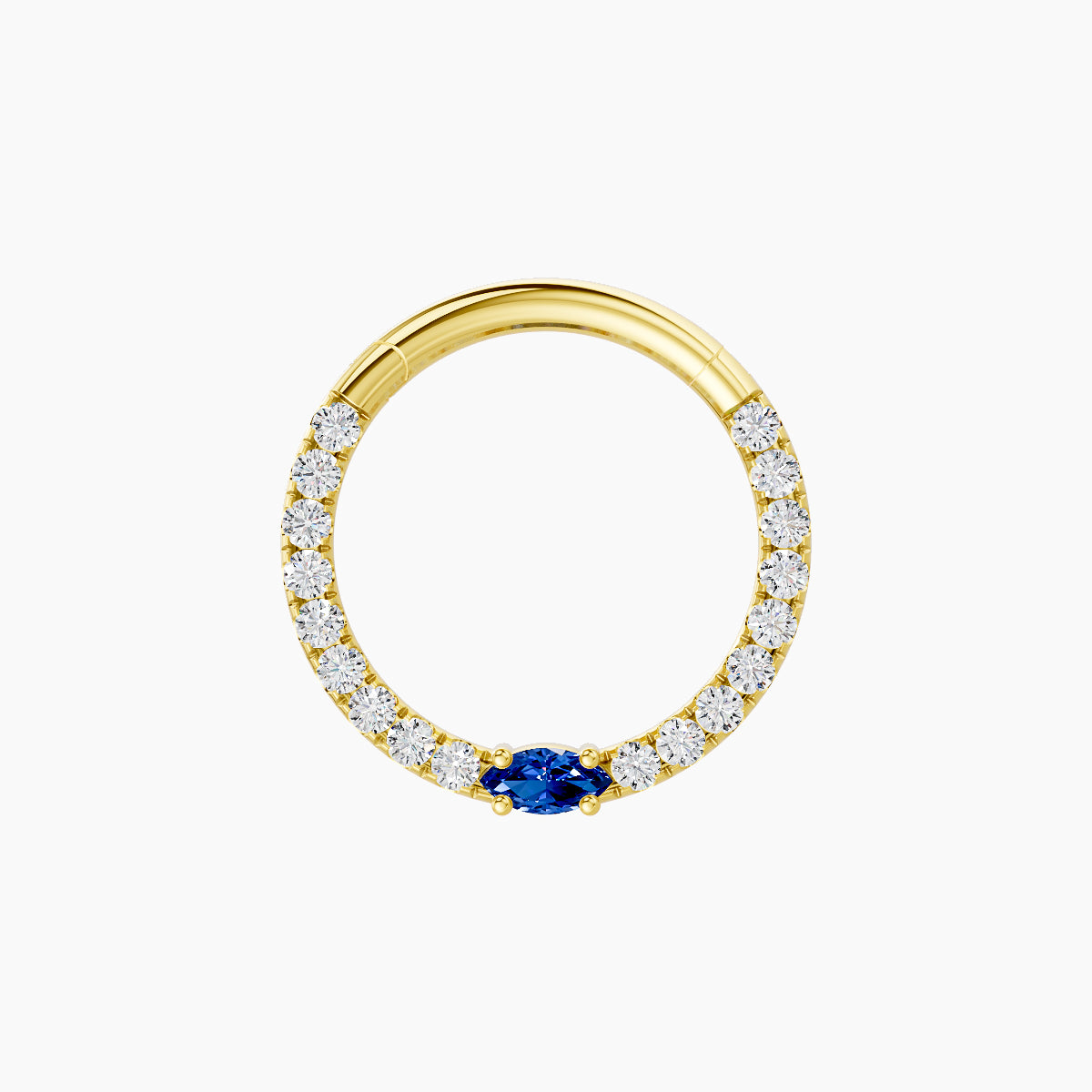 Inanna | 18k Yellow Gold 9.5 mm Marquise Sapphire & Diamond Septum Piercing
