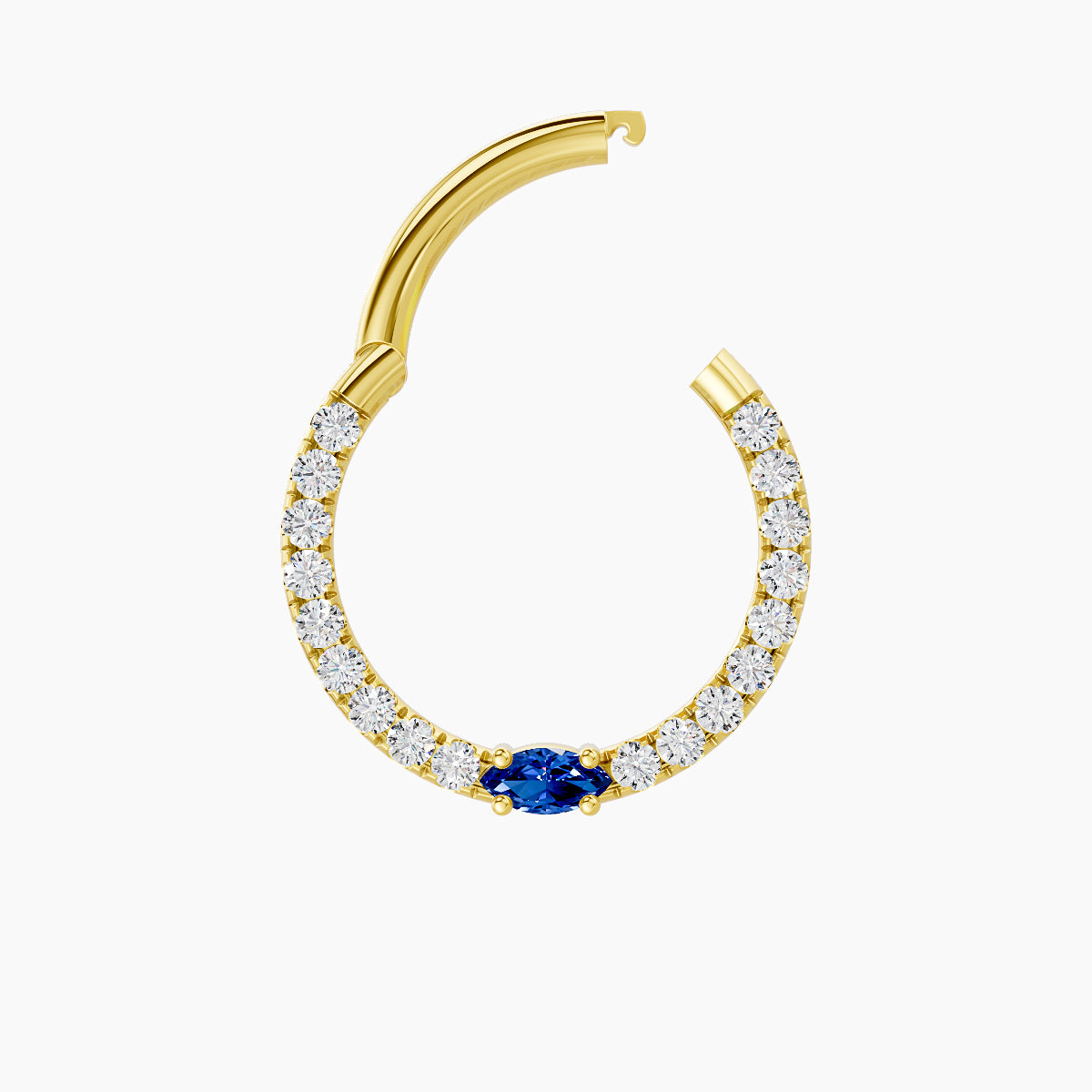 Inanna | 18k Yellow Gold 9.5 mm Marquise Sapphire & Diamond Septum Piercing