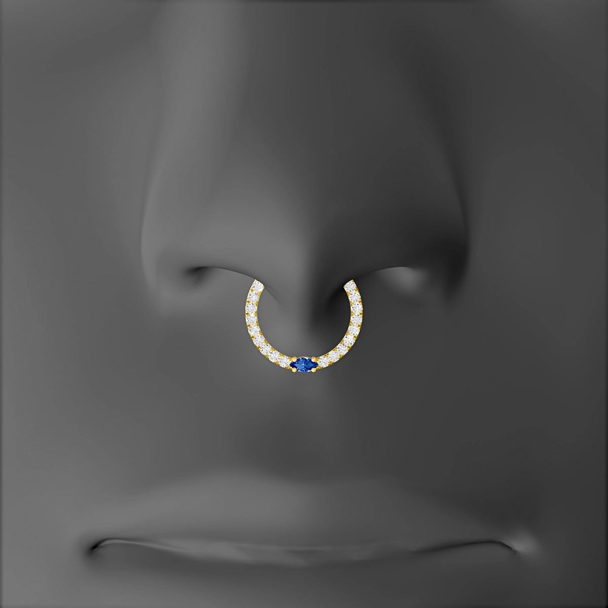 Inanna | 18k Yellow Gold 9.5 mm Marquise Sapphire & Diamond Septum Piercing