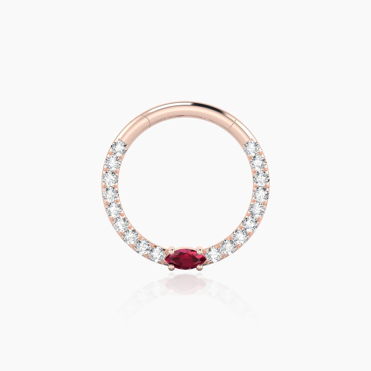 Inanna | 18k Rose Gold 9.5 mm Marquise Ruby & Diamond Septum Piercing