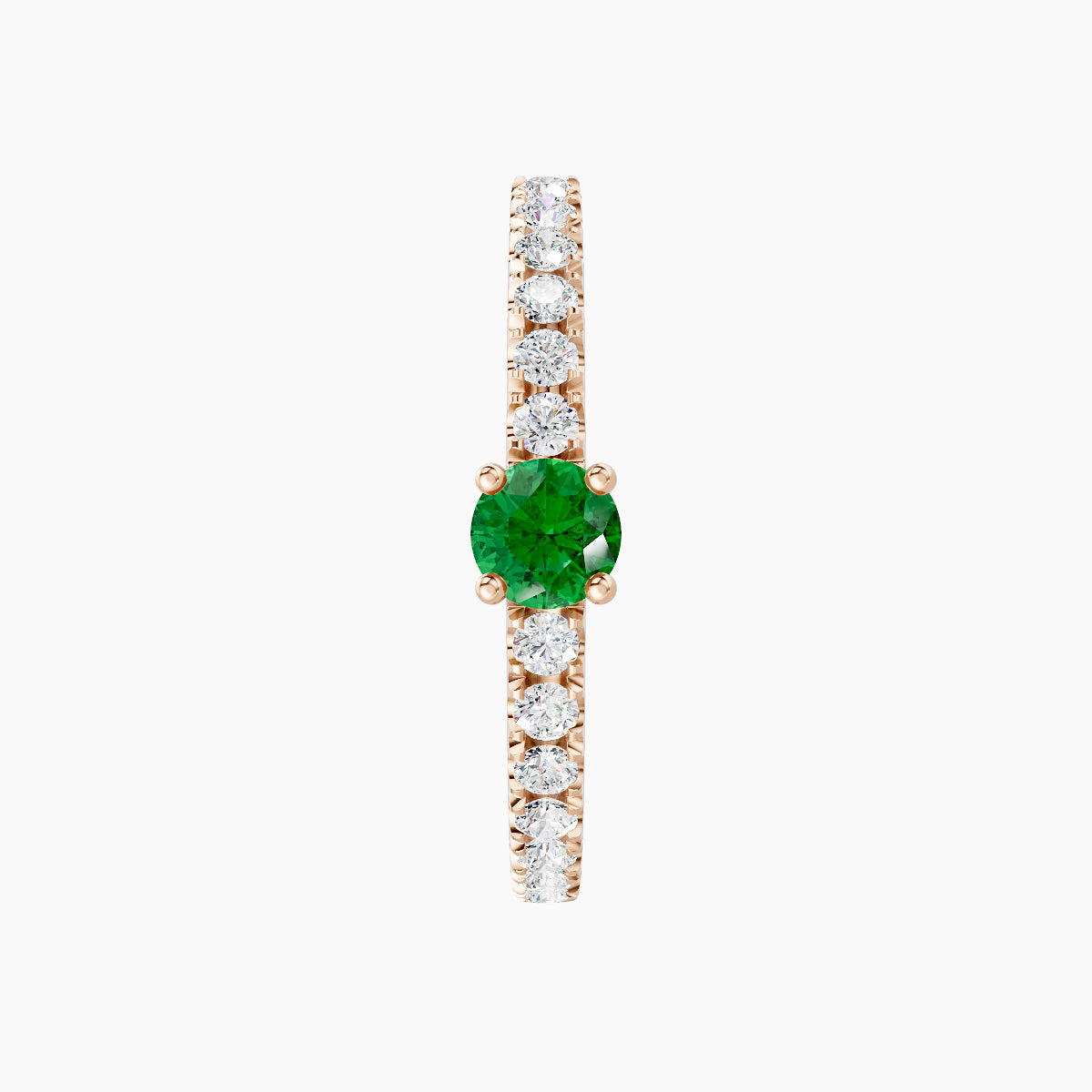 Inanna | 18k Rose Gold 11 mm Round Emerald & Diamond Hoop Piercing