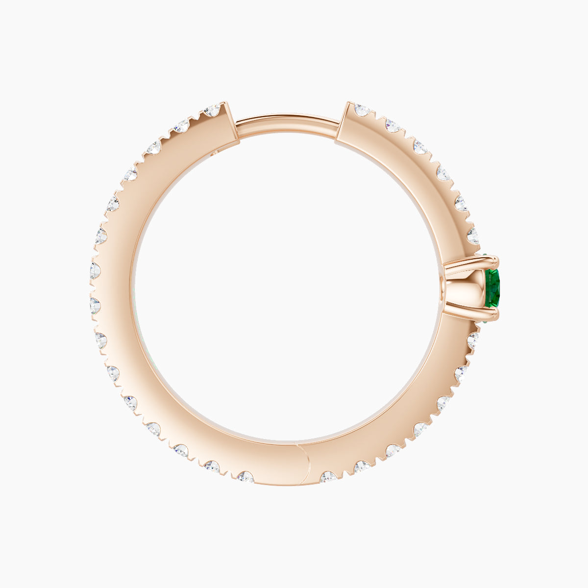 Inanna | 18k Rose Gold 11 mm Round Emerald & Diamond Hoop Piercing