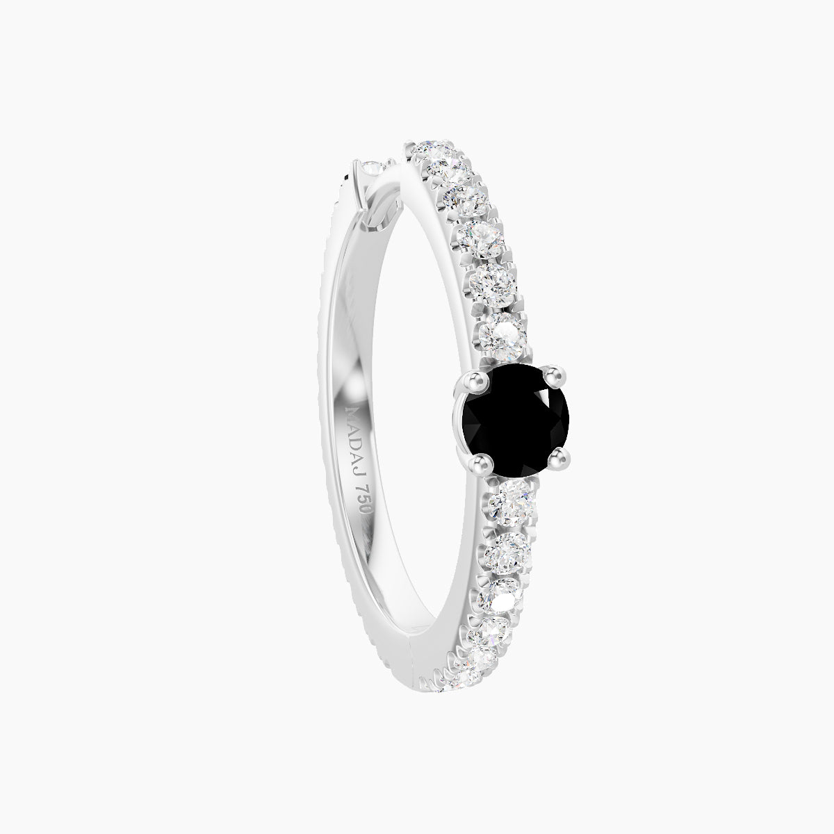 Inanna | 18k White Gold 11 mm Round Black Diamond & Diamond Hoop Piercing