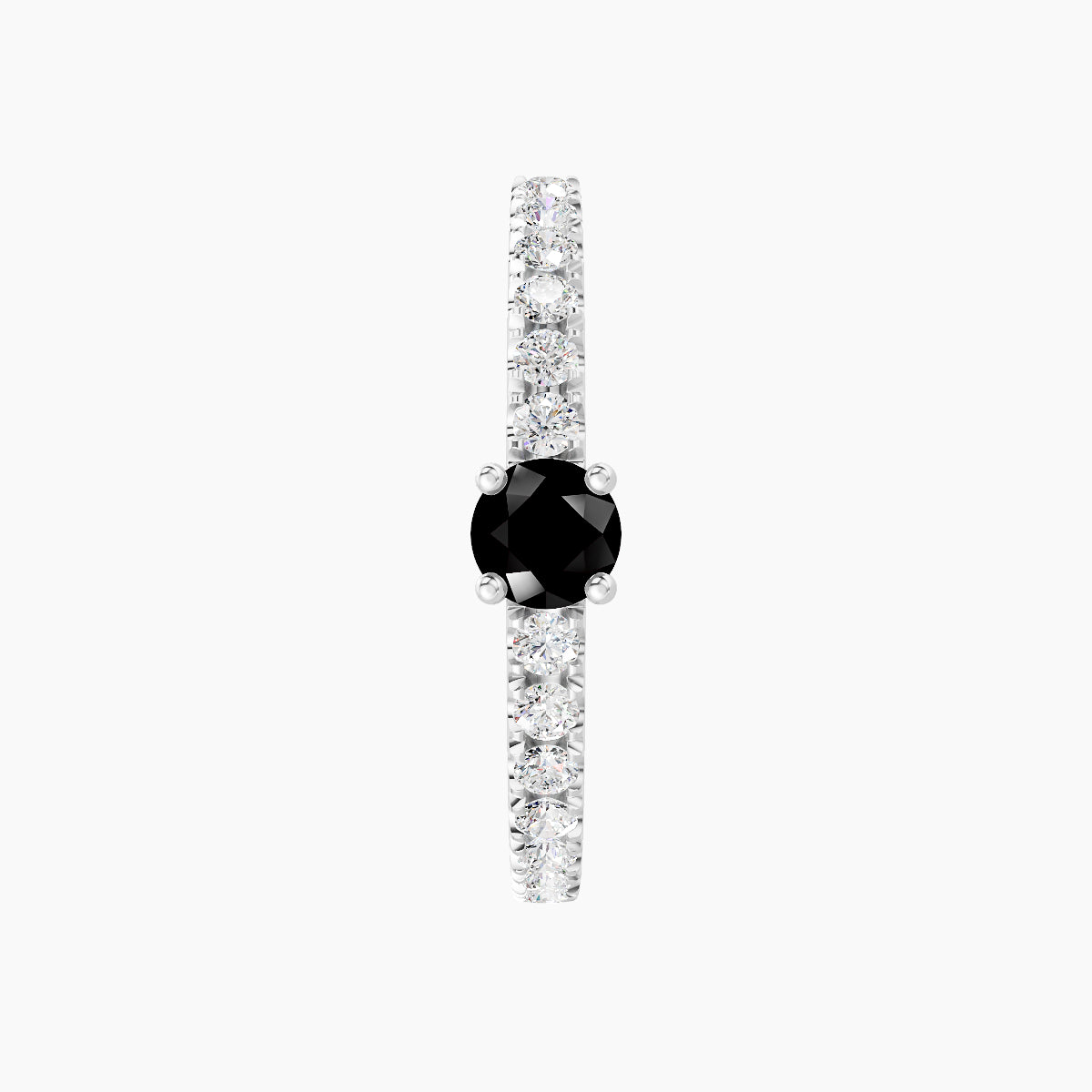 Inanna | 18k White Gold 11 mm Round Black Diamond & Diamond Hoop Piercing