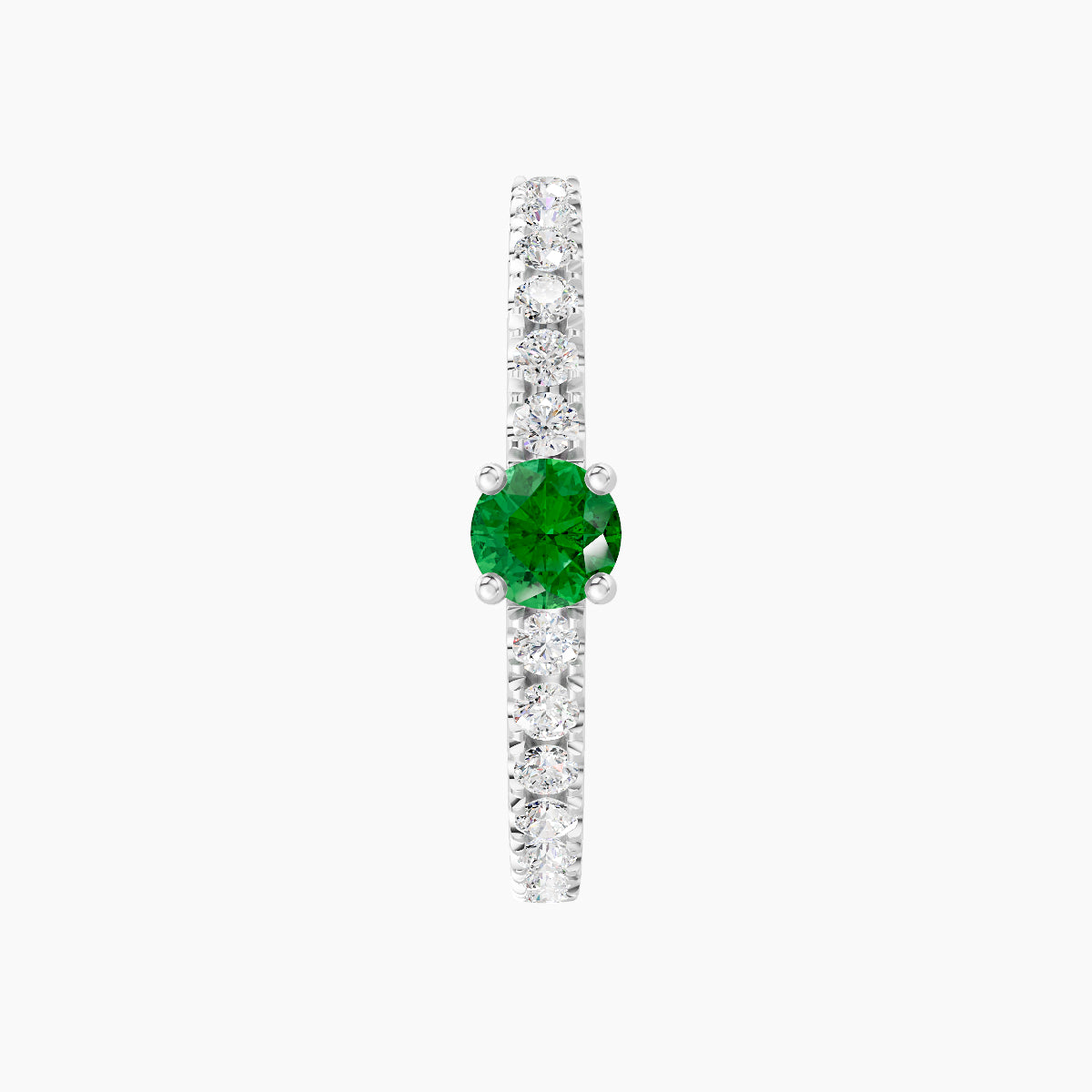 Inanna | 18k White Gold 11 mm Round Emerald & Diamond Hoop Piercing