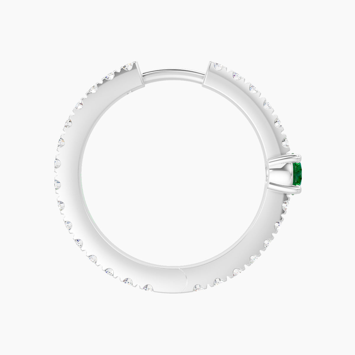 Inanna | 18k White Gold 11 mm Round Emerald & Diamond Hoop Piercing