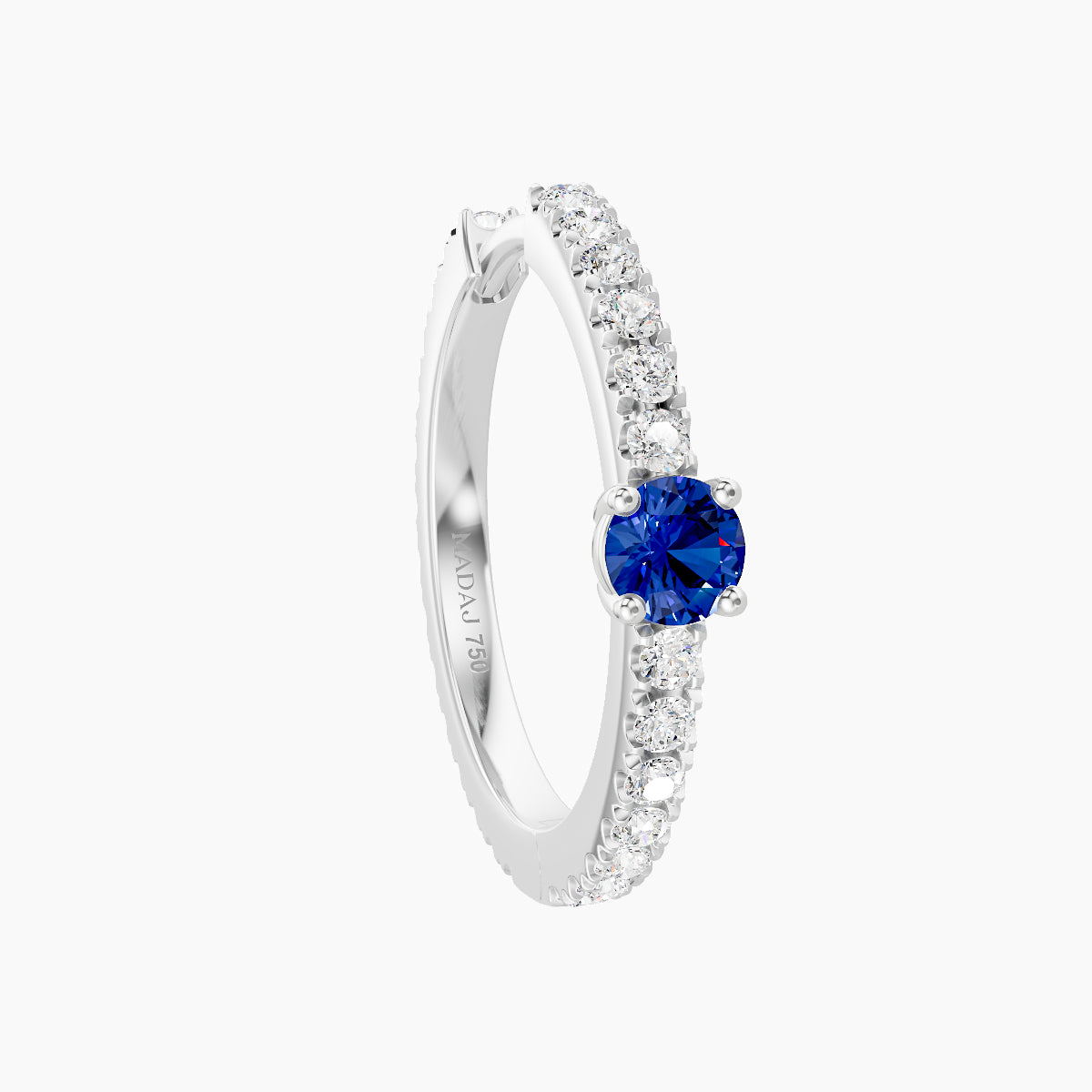 Inanna | 18k White Gold 11 mm Round Sapphire & Diamond Hoop Piercing