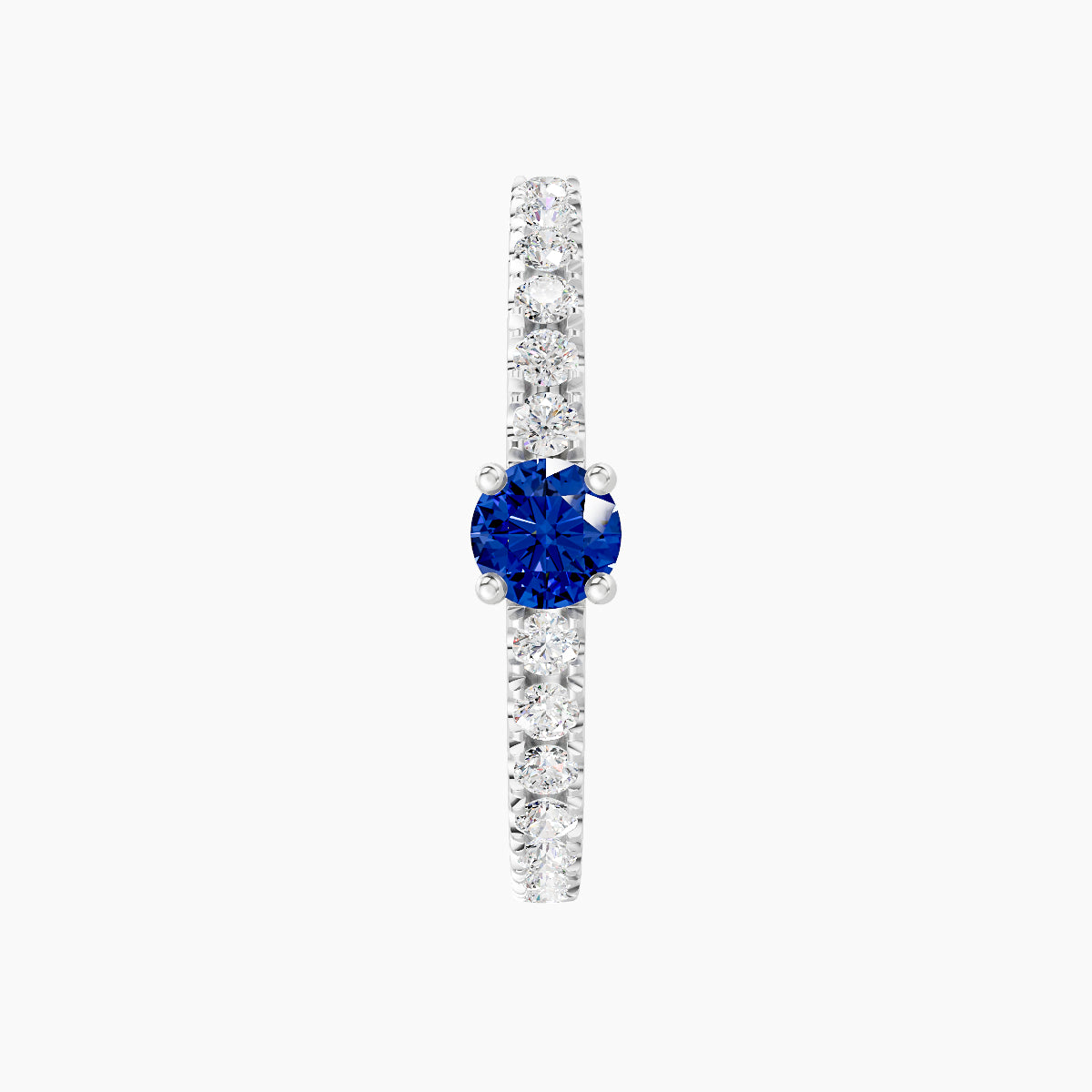 Inanna | 18k White Gold 11 mm Round Sapphire & Diamond Hoop Piercing