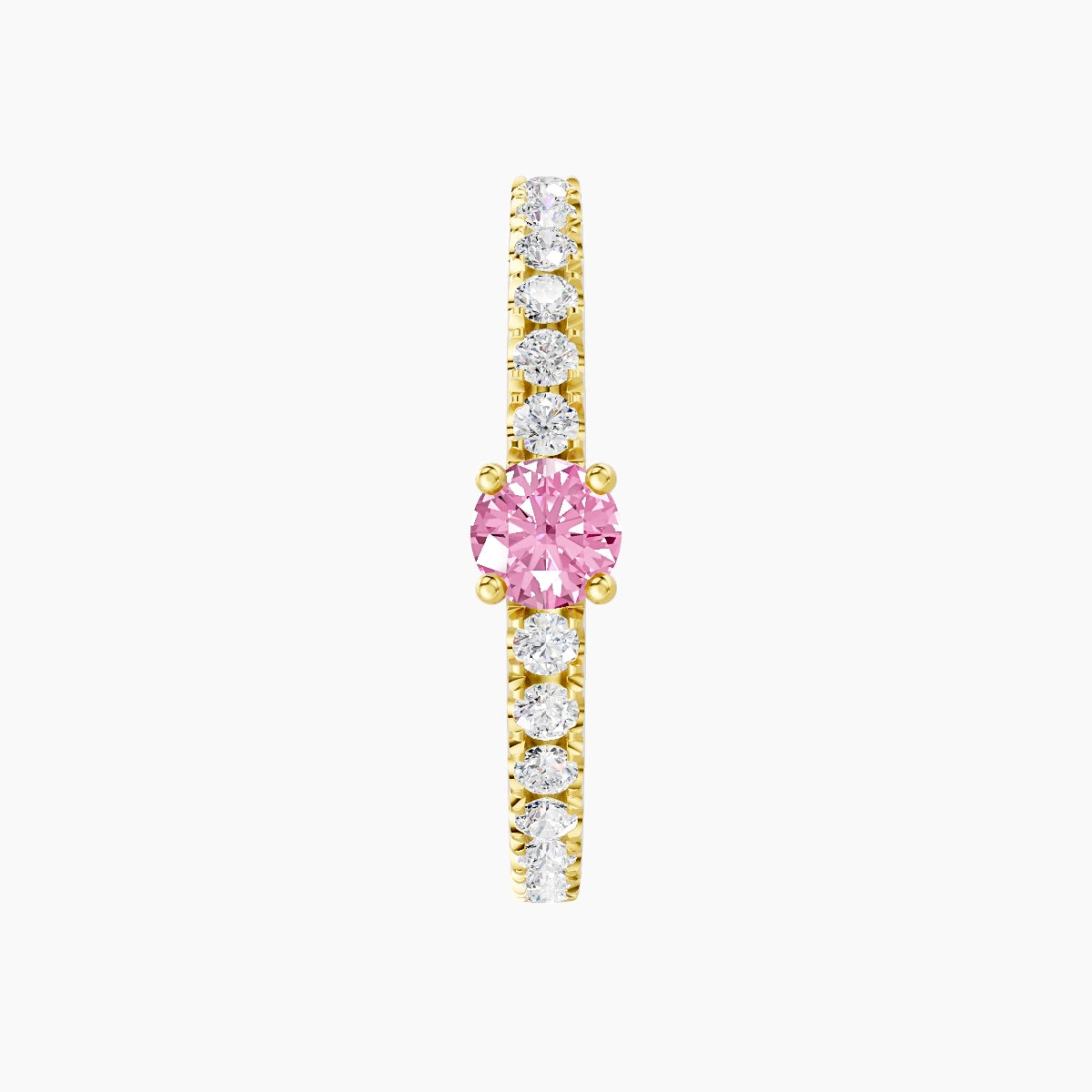 Inanna | 18k Yellow Gold 11 mm Round Pink Sapphire & Diamond Hoop Piercing