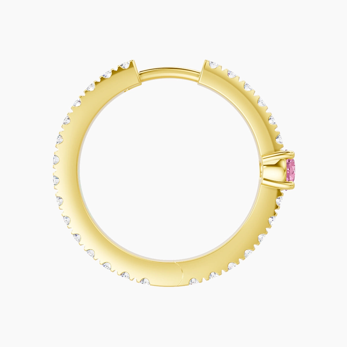 Inanna | 18k Yellow Gold 11 mm Round Pink Sapphire & Diamond Hoop Piercing