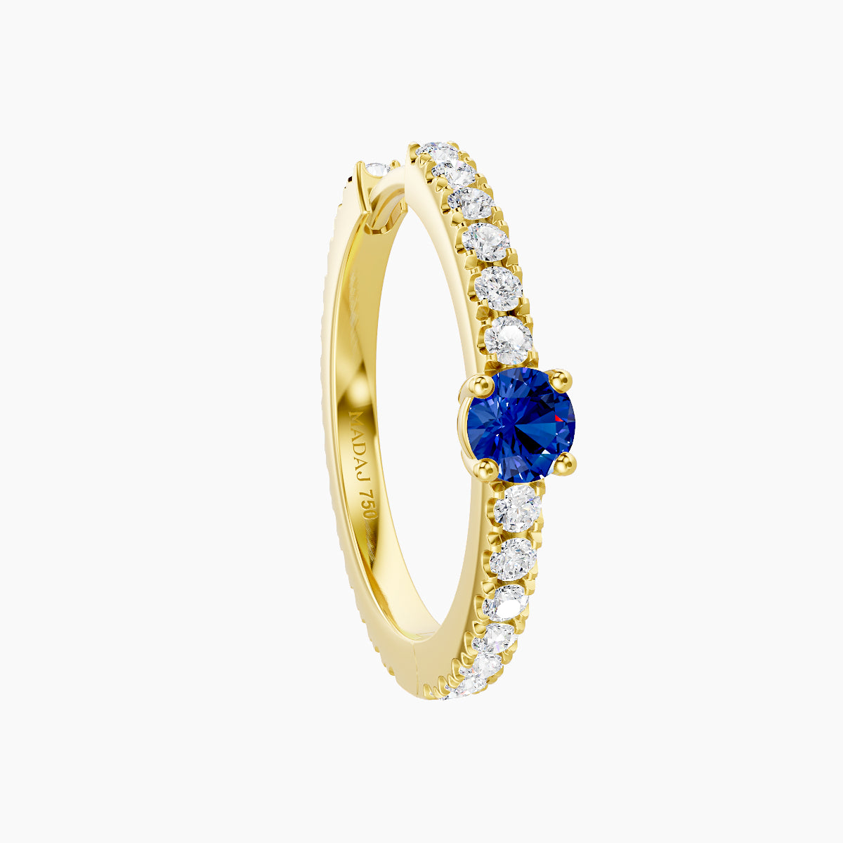 Inanna | 18k Yellow Gold 11 mm Round Sapphire & Diamond Hoop Piercing