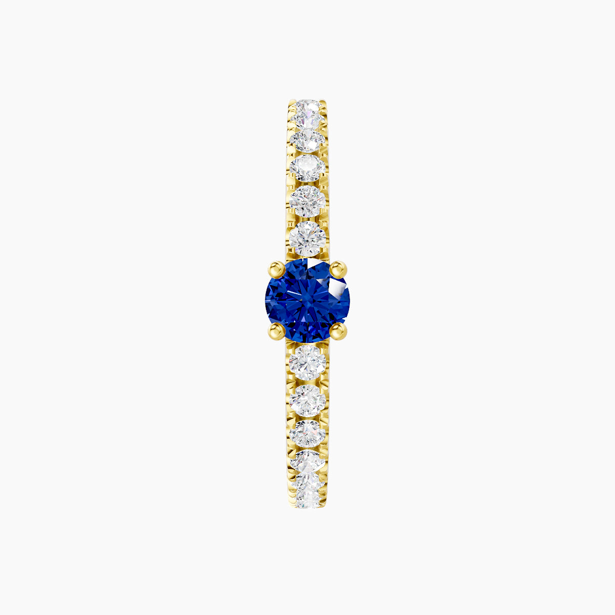 Inanna | 18k Yellow Gold 11 mm Round Sapphire & Diamond Hoop Piercing
