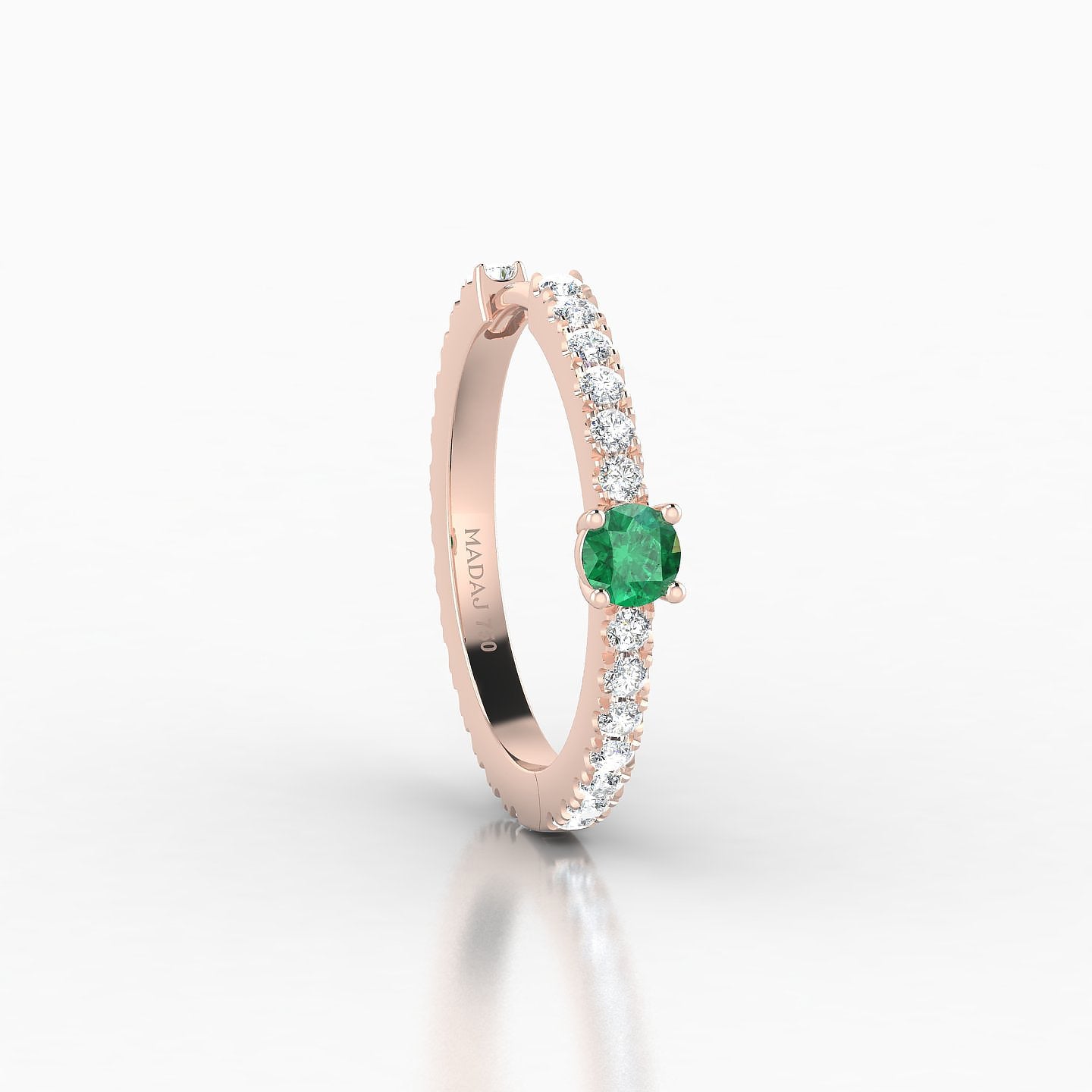 Inanna | 18k Rose Gold 11 mm Round Emerald & Diamond Hoop Piercing
