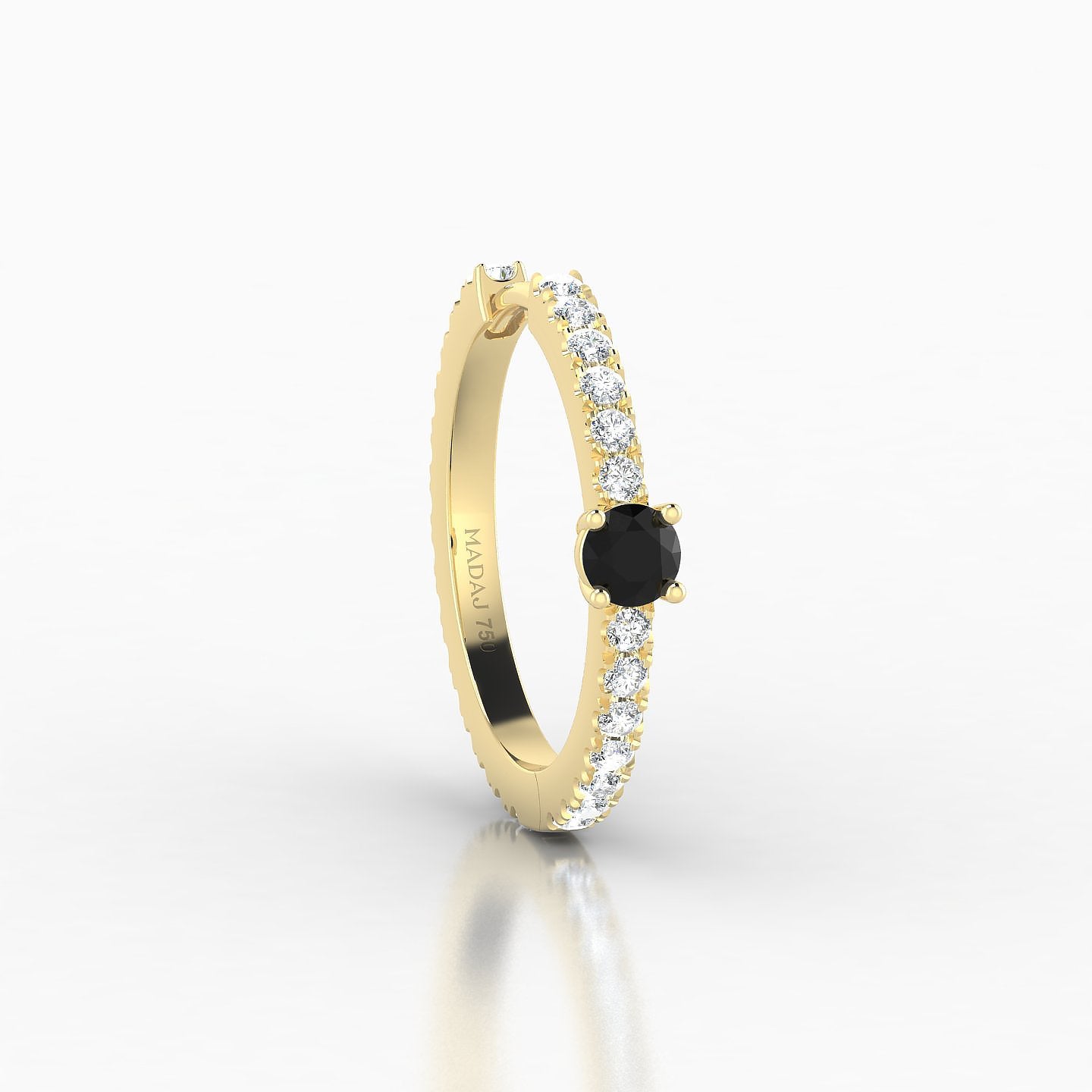 Inanna | 18k Yellow Gold 11 mm Round Black Diamond & Diamond Hoop Piercing