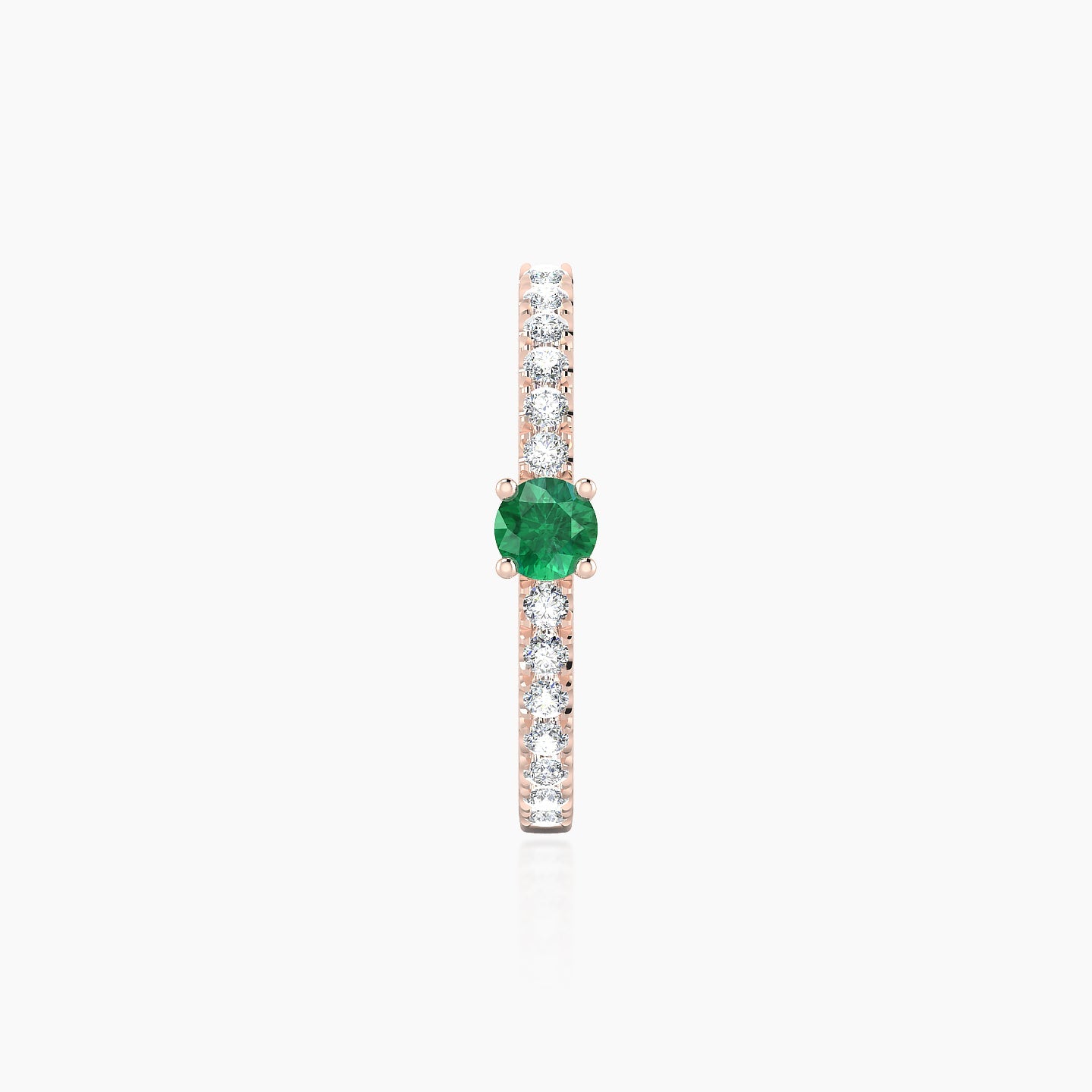 Inanna | 18k Rose Gold 11 mm Round Emerald & Diamond Hoop Piercing