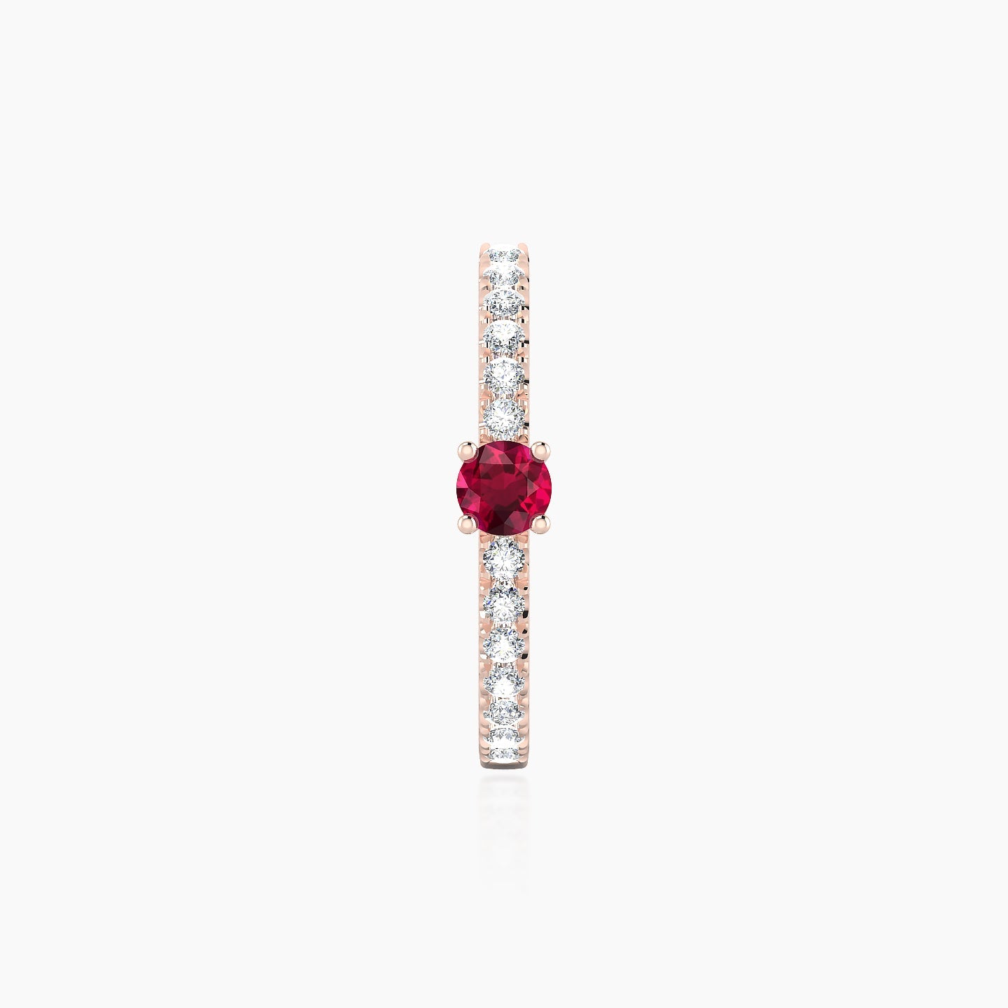 Inanna | 18k Rose Gold 11 mm Round Ruby & Diamond Hoop Piercing