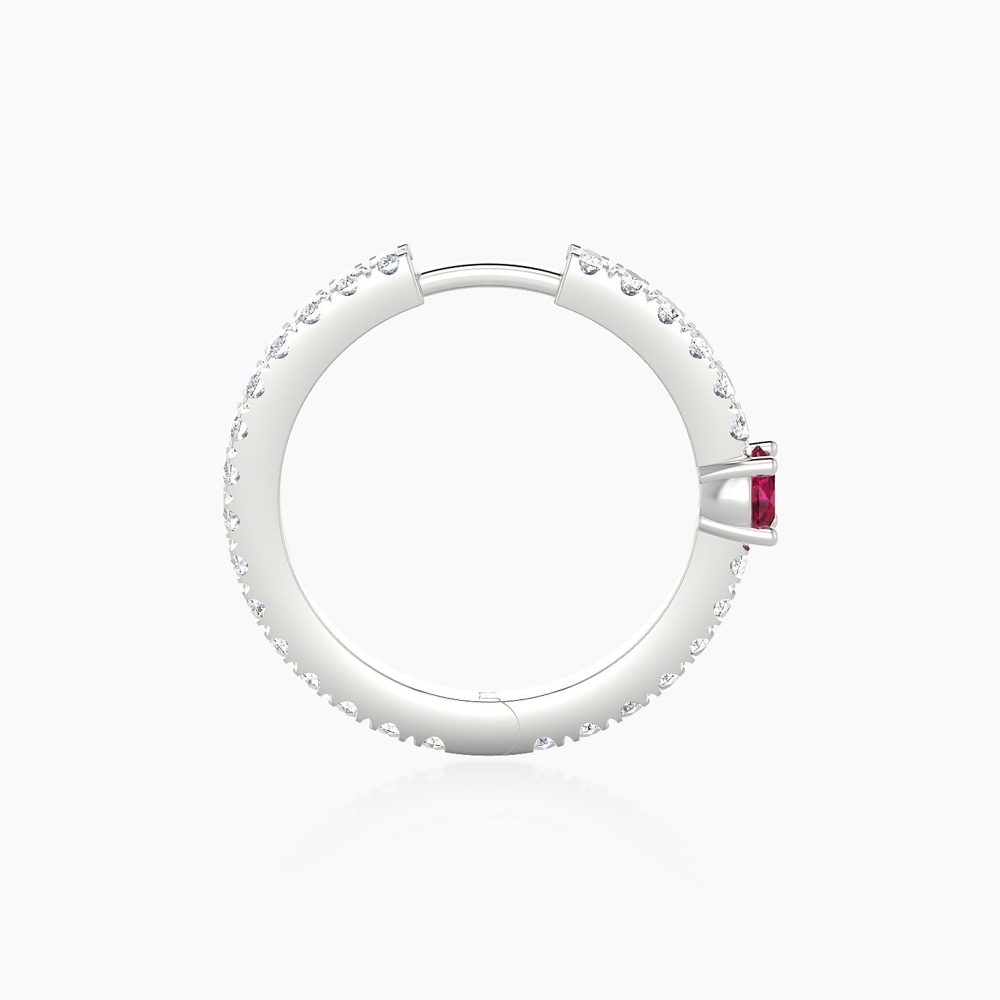 Inanna | 18k White Gold 11 mm Round Ruby & Diamond Hoop Piercing