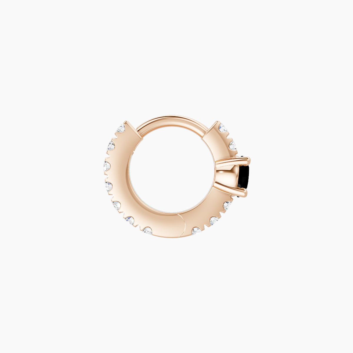 Inanna | 18k Rose Gold 5 mm Round Black Diamond & Diamond Hoop Piercing
