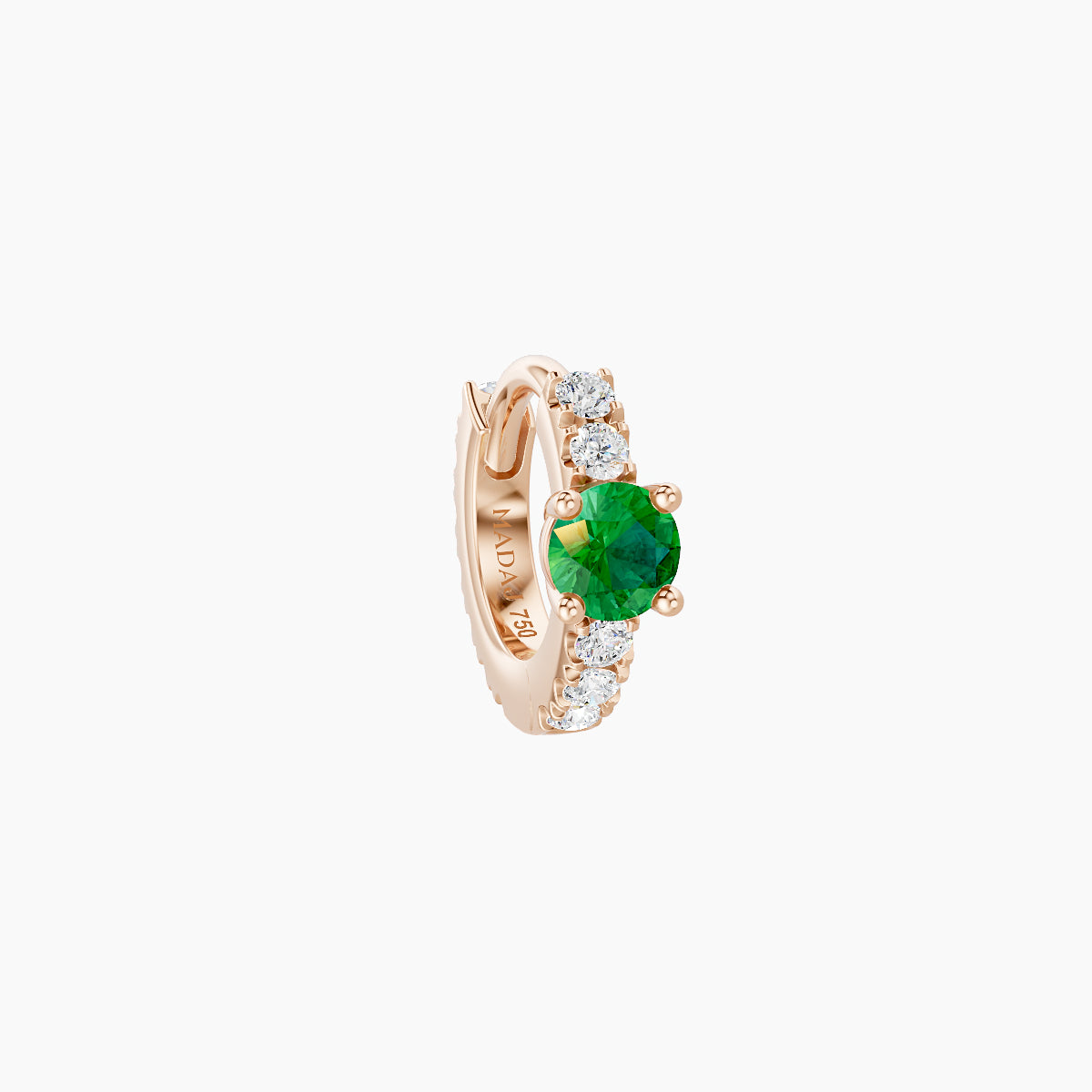 Inanna | 18k Rose Gold 5 mm Round Emerald & Diamond Hoop Piercing